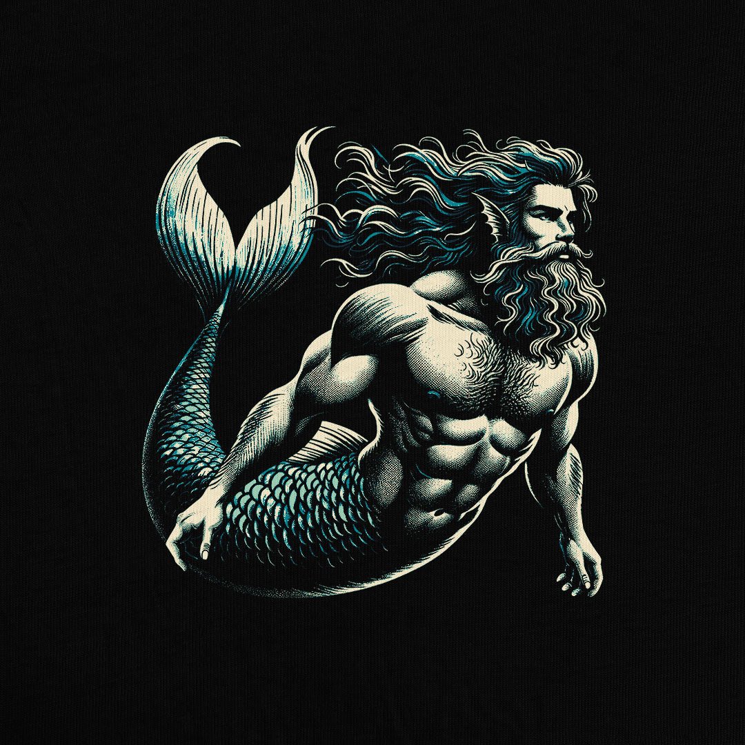 Majestic Muscle Merman T-Shirt - Hunky Tops #color_Black