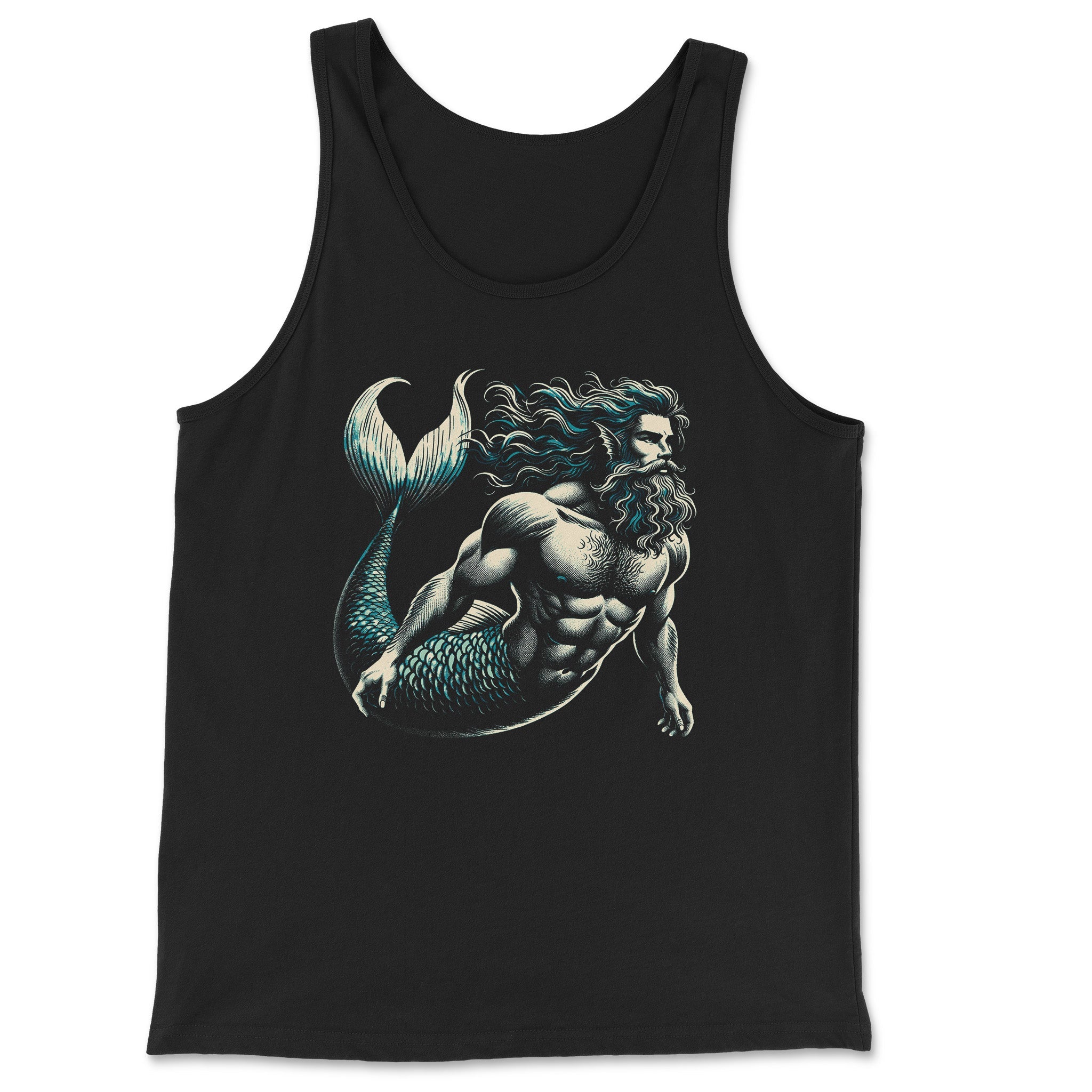 Merman Majesty Tank – Dive into Mythical Charm - Hunky Tops #color_Black