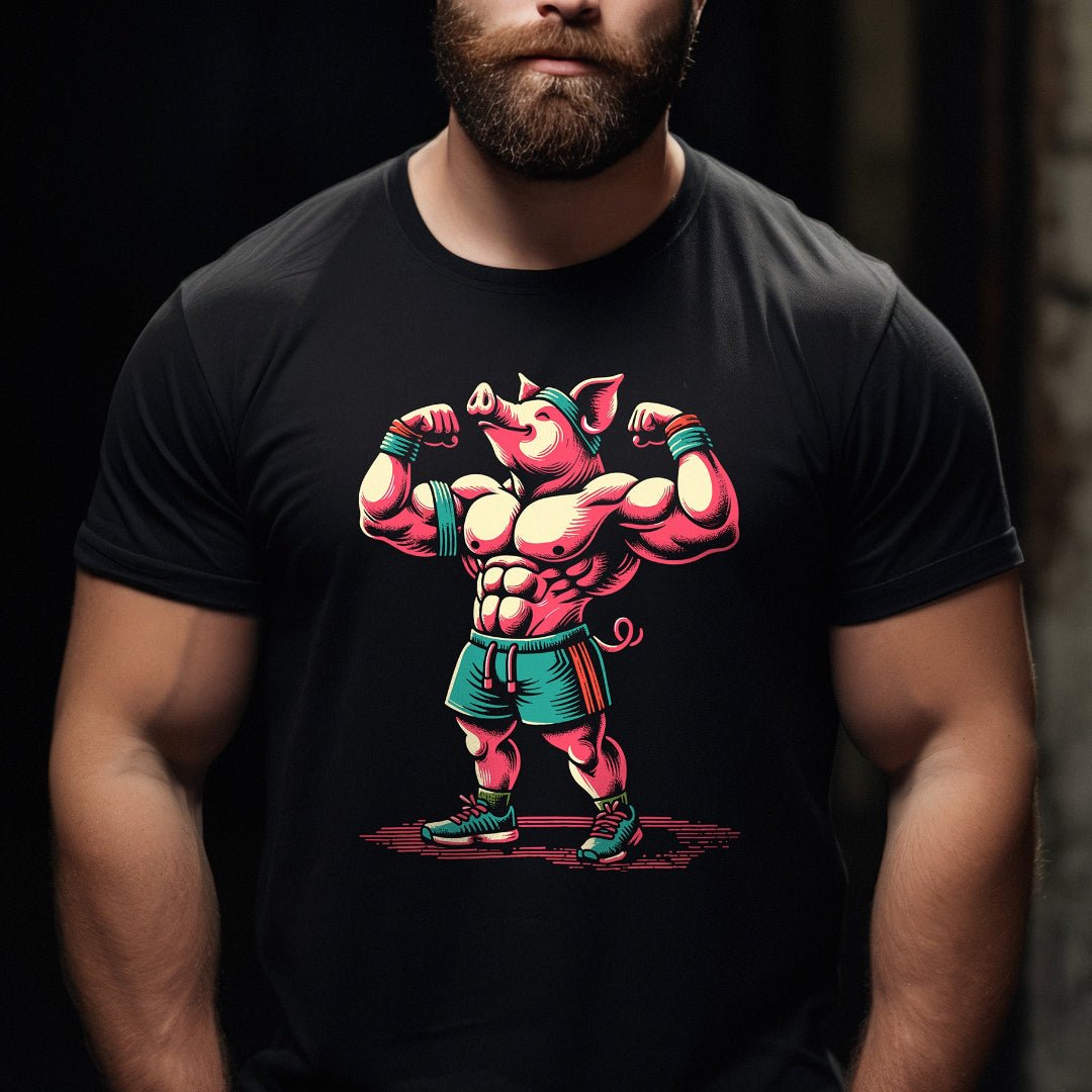 "Muscle Pig" T-Shirt - Flaunt Your Strength - Hunky Tops #color_Black