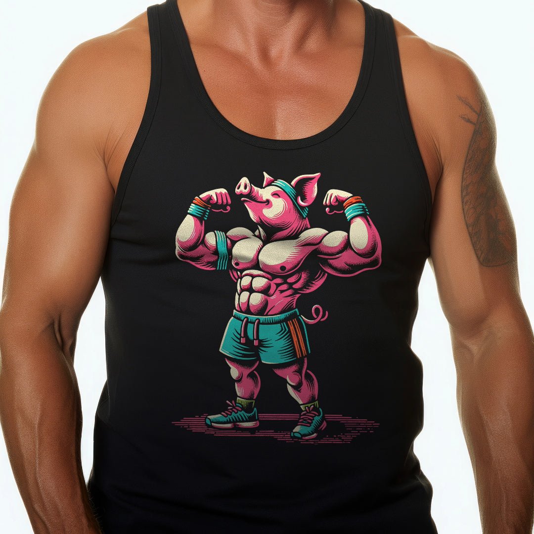 Muscle Pig Tank Top - Showcase Your Gym Gains - Hunky Tops #color_Black