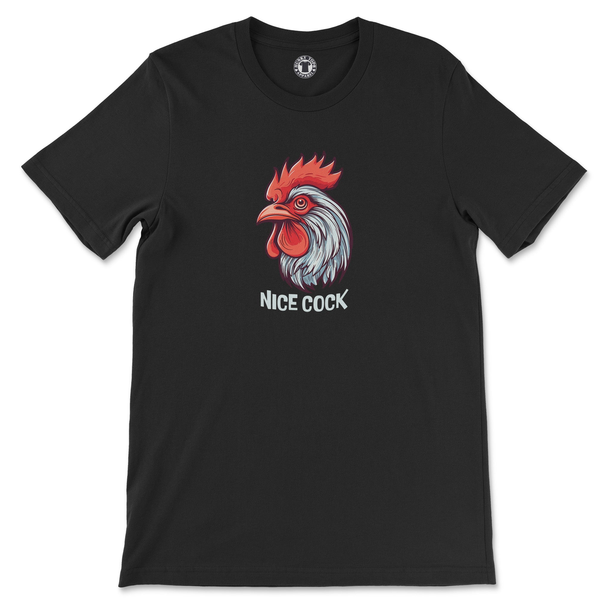 "Nice Cock" Rooster T-Shirt - Hunky Tops #color_Black