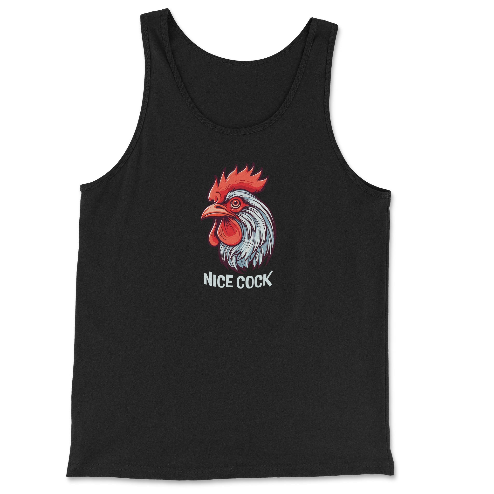 "Nice Cock" Rooster Tank Top - Hunky Tops #color_Black