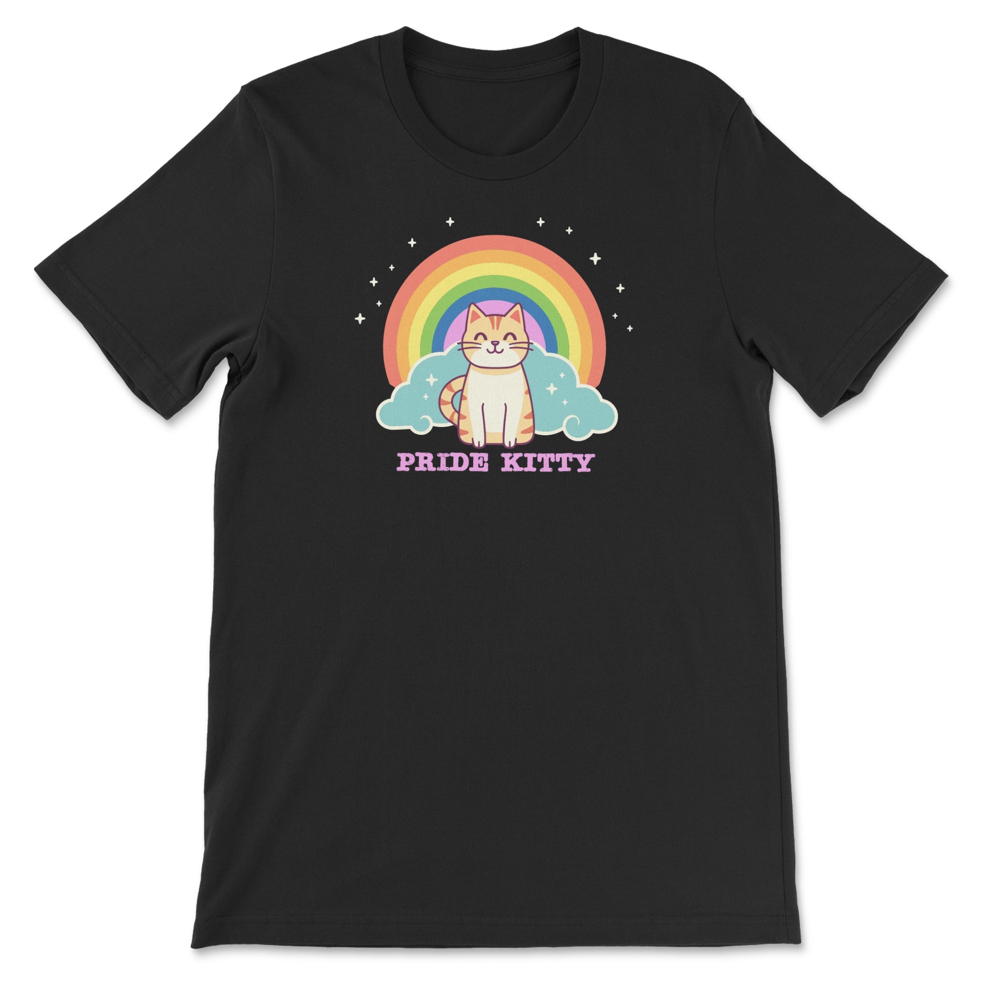 "Pride Kitty" T-Shirt - Feline Lovers' LGBTQ+ Pride Statement - Hunky Tops #color_Black