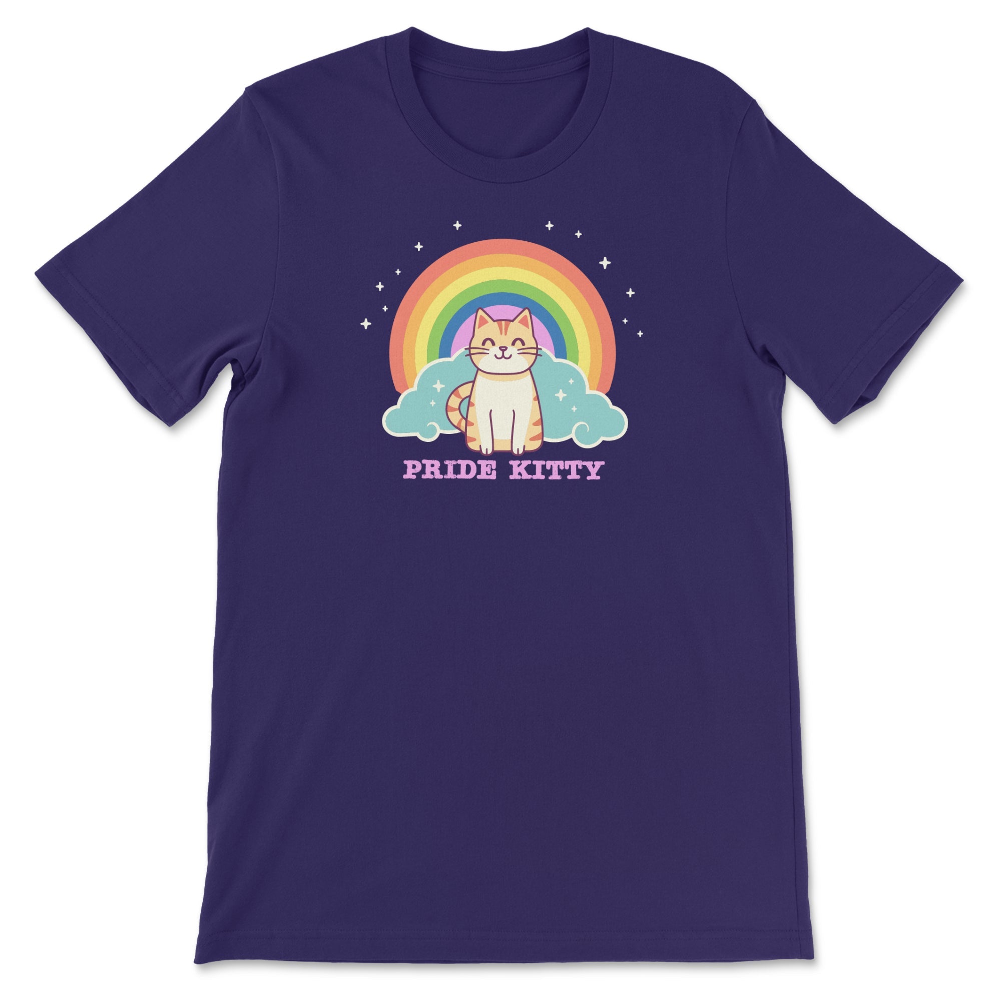 "Pride Kitty" T-Shirt - Feline Lovers' LGBTQ+ Pride Statement - Hunky Tops #color_Team Purple