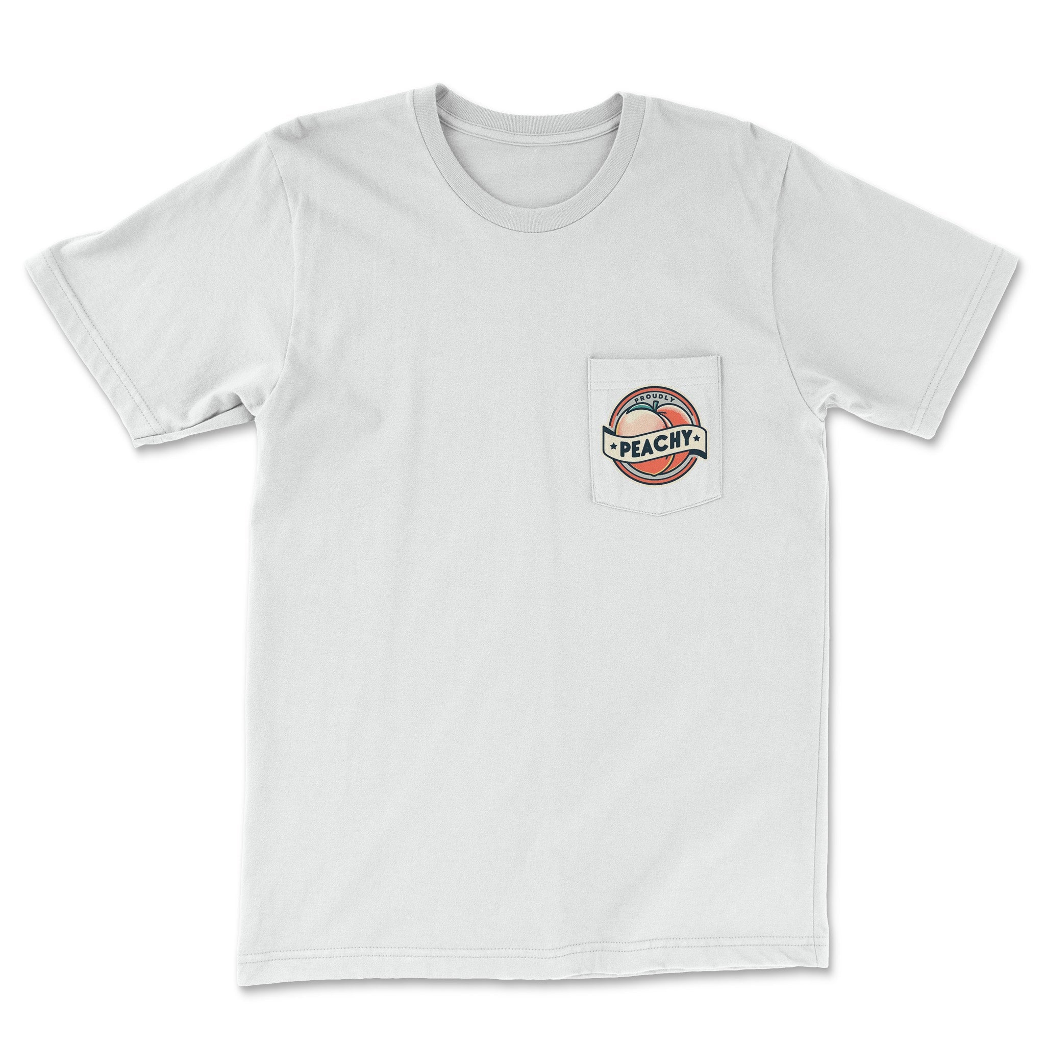 "Proudly Peachy" Pocket Tee – A Casual Cool Statement - Hunky Tops #color_White