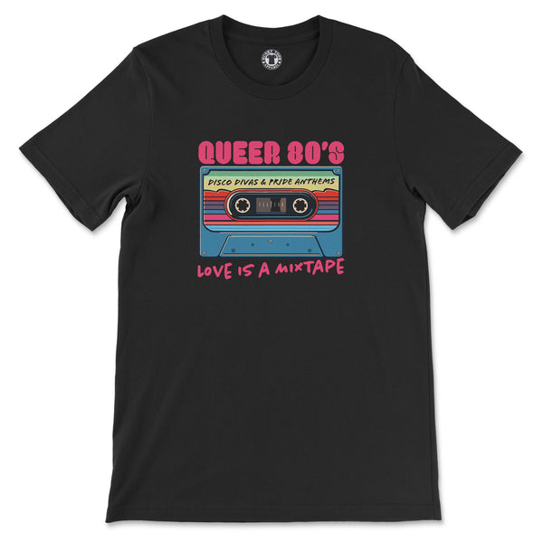 "Queer 80's: Love is a Mixtape" Cassette Graphic T-Shirt