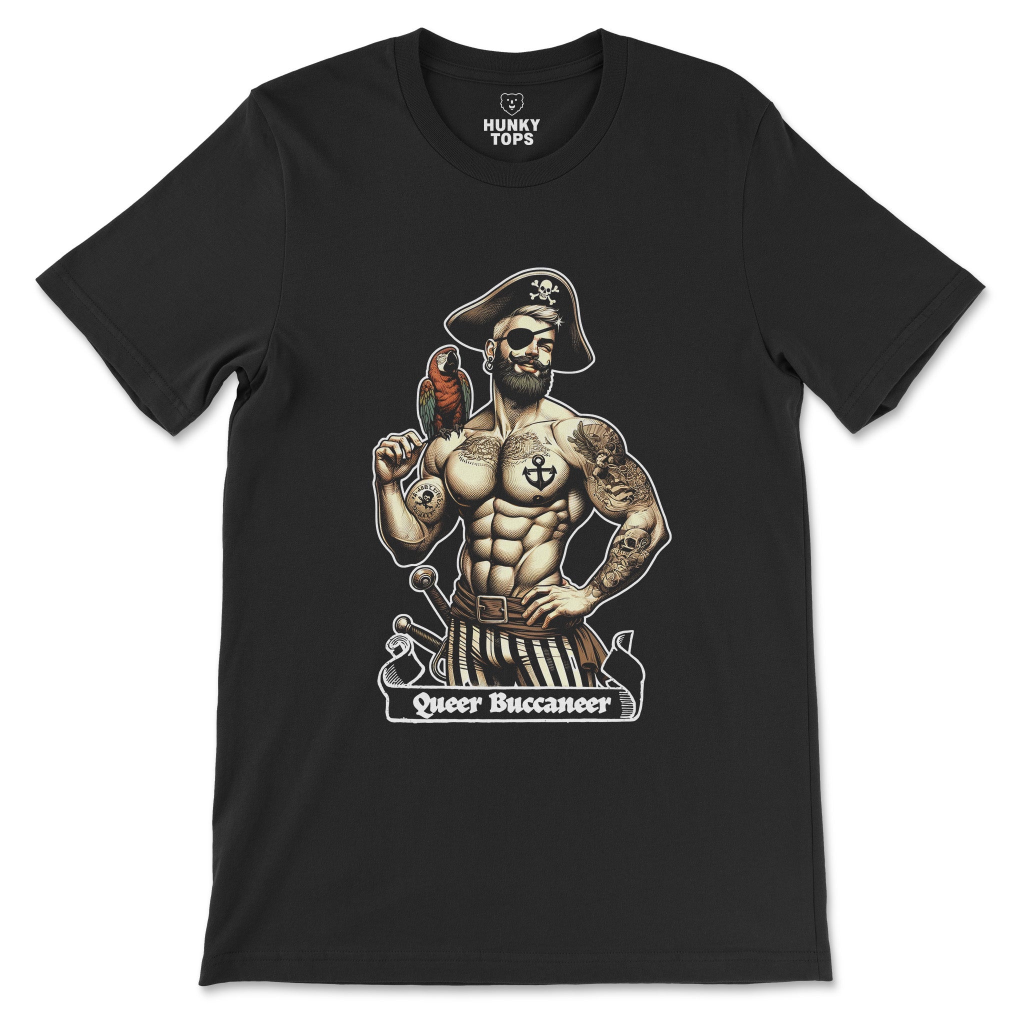 Queer Buccaneer Pirate Tee – Chart Your Own Course - Hunky Tops #color_Black