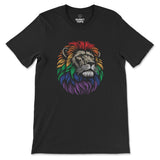 Rainbow Lion Pride Tee - Bold & Colorful Expression Graphic T-Shirt - Hunky Tops #color_Black