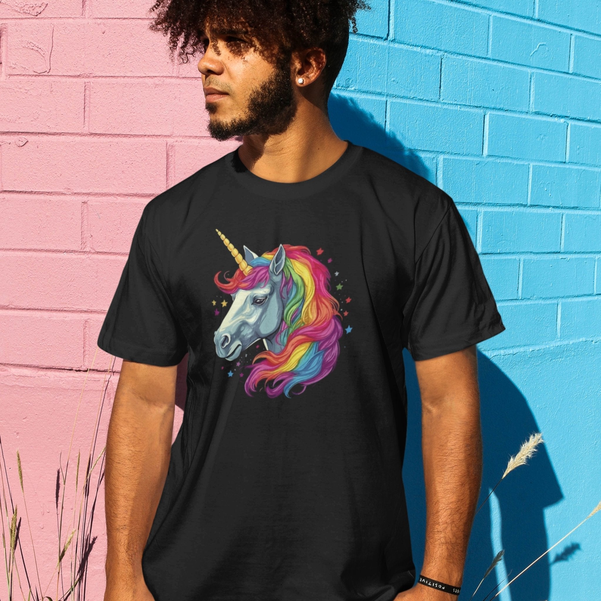 Rainbow Unicorn Pride T-Shirt - LGBTQ+ Symbol of Magic & Freedom - Hunky Tops #color_Black