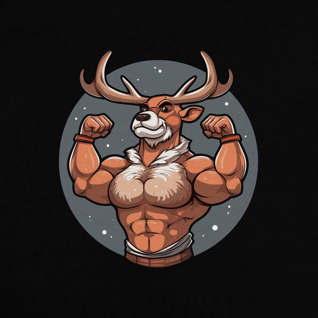 "Reindeer Strength" Holiday Tee - Hunky Tops #color_Black