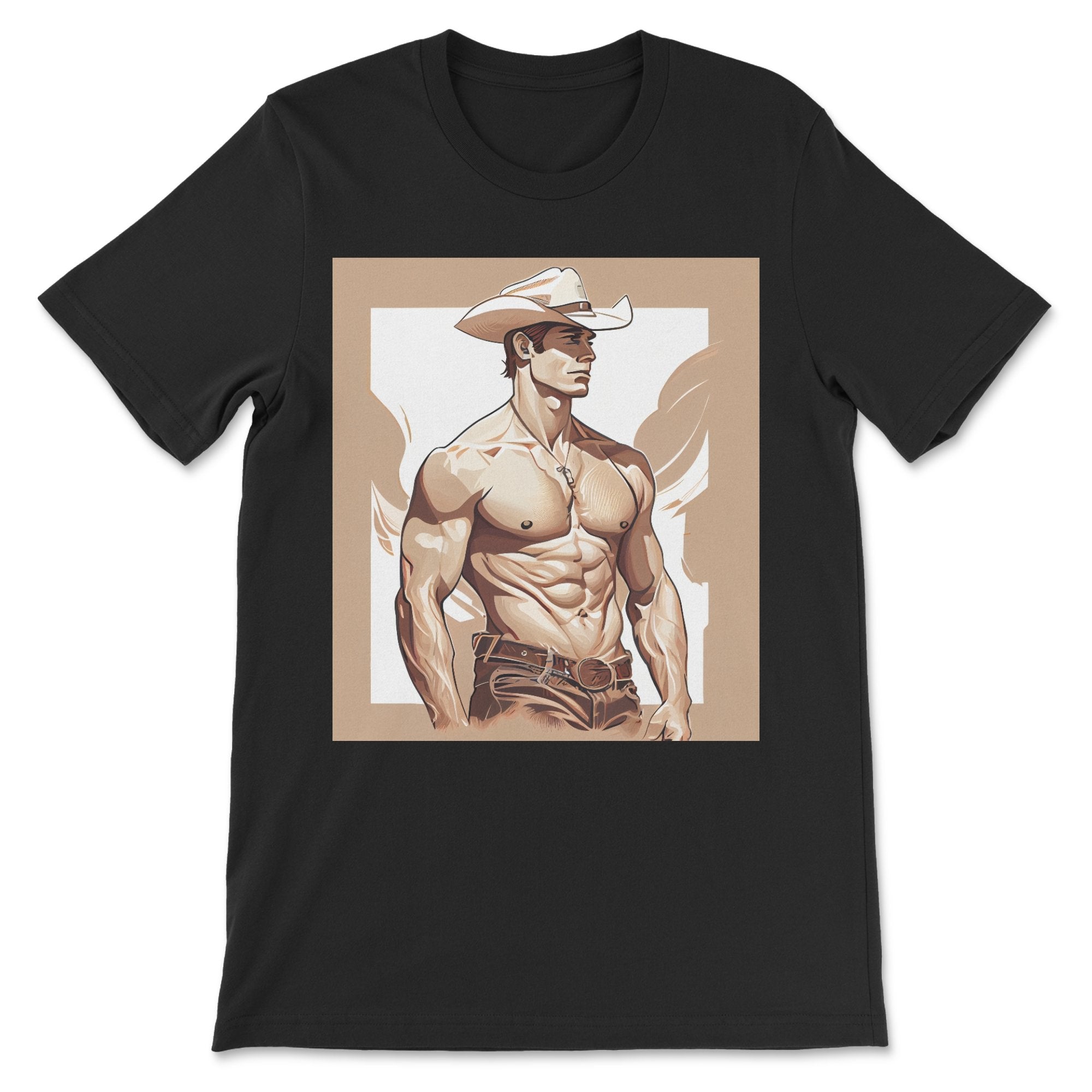 Shirtless Cowboy T-Shirt - Daring & Sexy Gay Shirt - Hunky Tops #color_Black