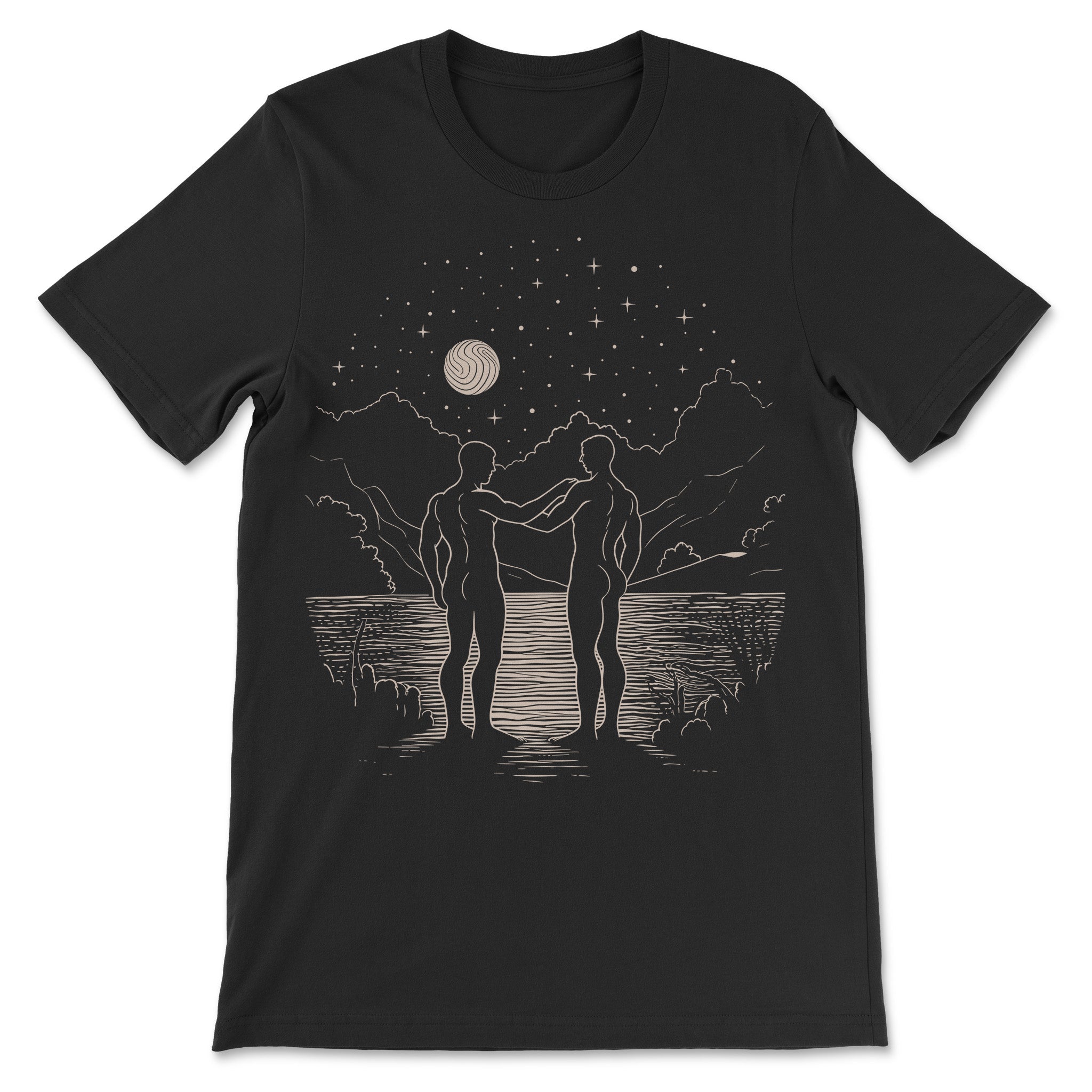 Skinny Dip T-Shirt - A Nighttime Adventure Captured - Hunky Tops #color_Black