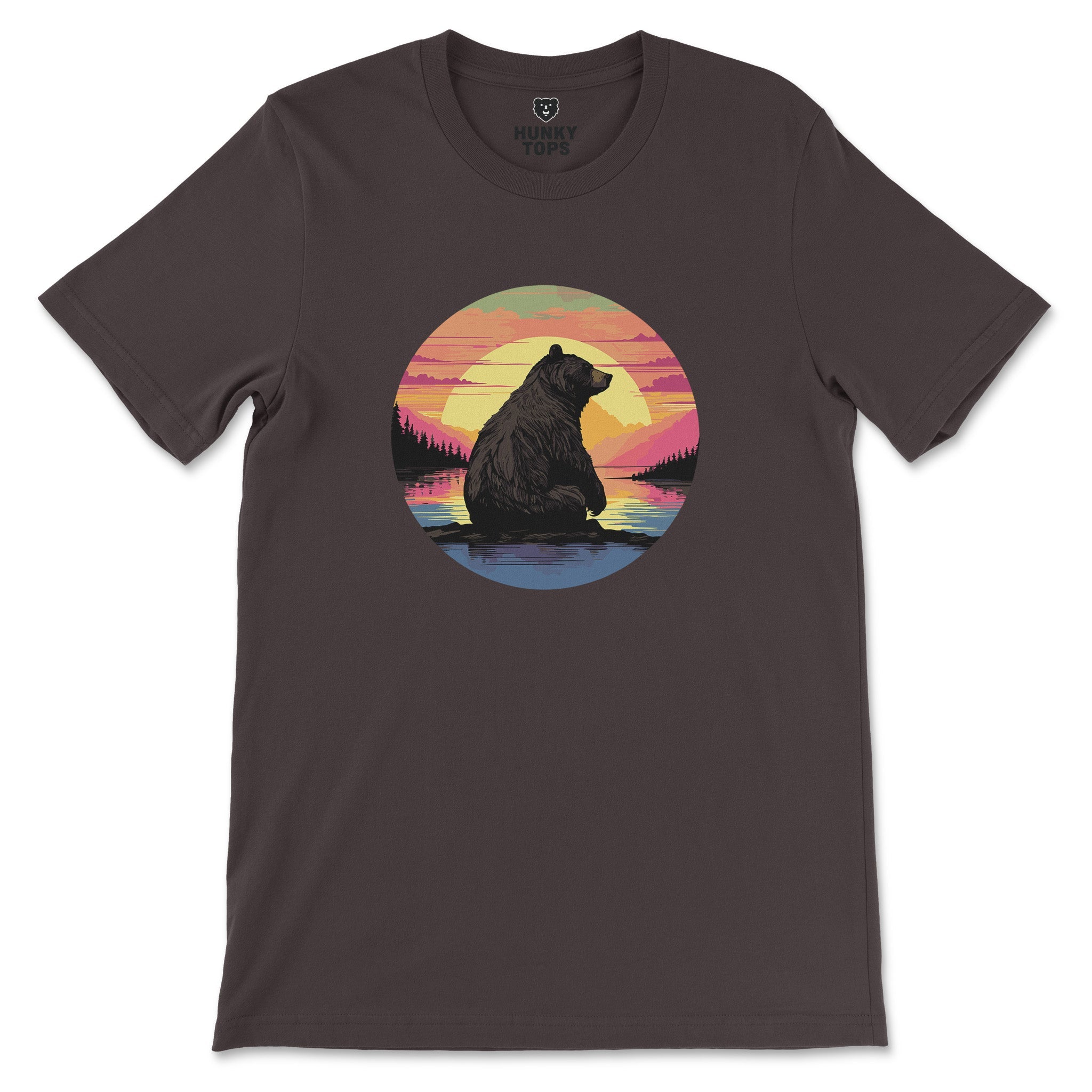 Sunset Bear T-Shirt - Hunky Tops #color_Brown