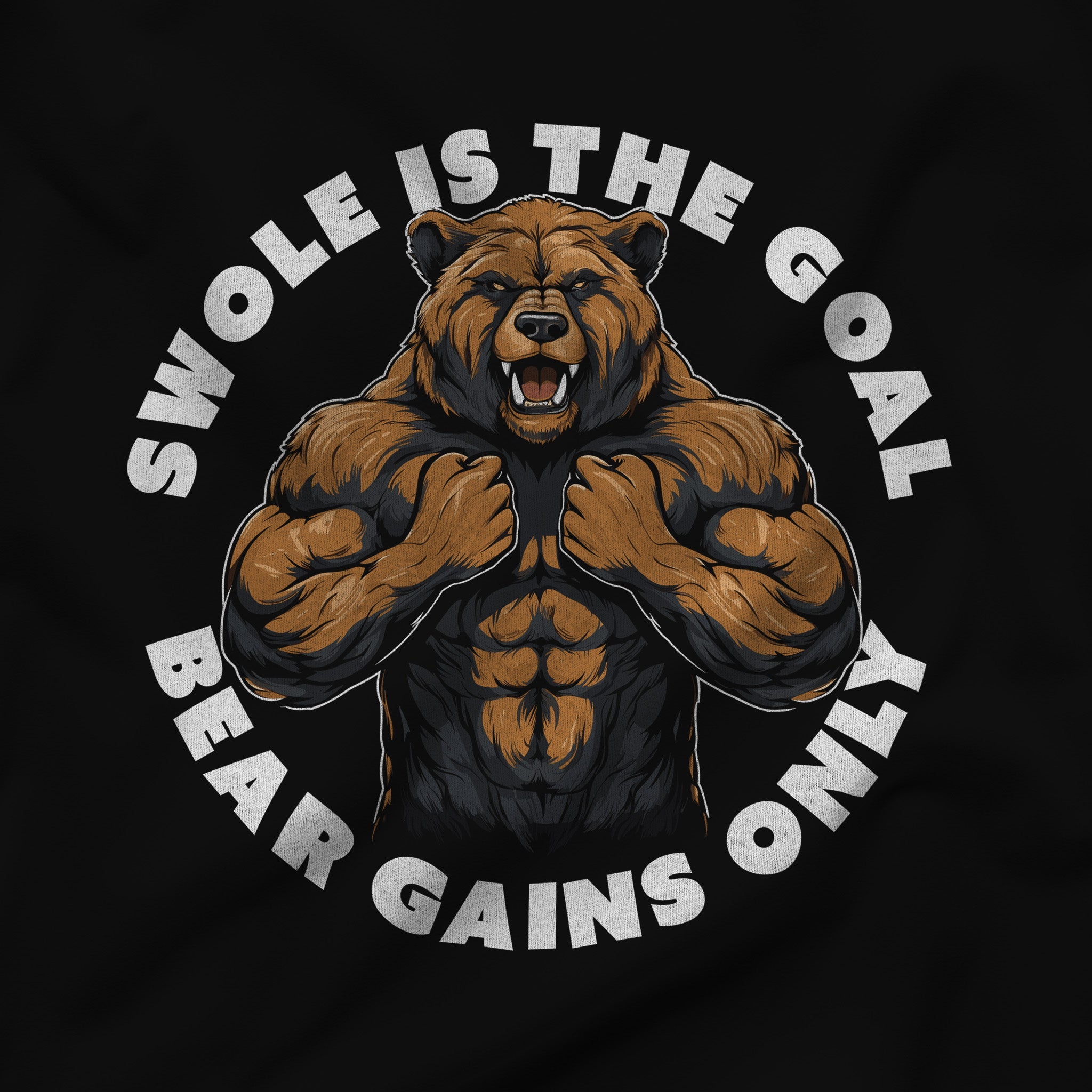 "Swole is the Goal, Bear Gains Only" Gym Tank Top - Hunky Tops #color_Black