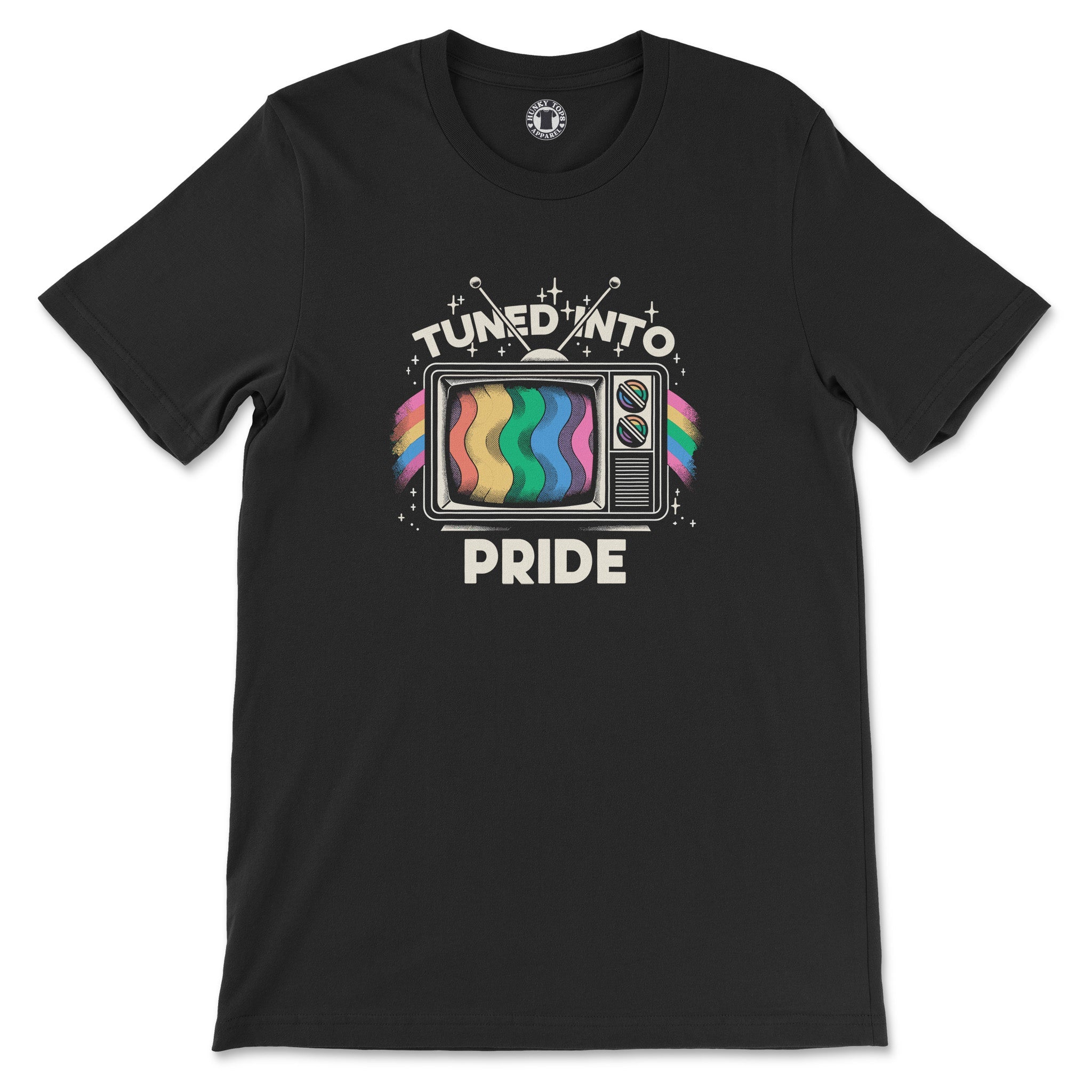 "Tuned Into Pride" T-Shirt: Retro TV LGBTQ Pride Tee - Hunky Tops
