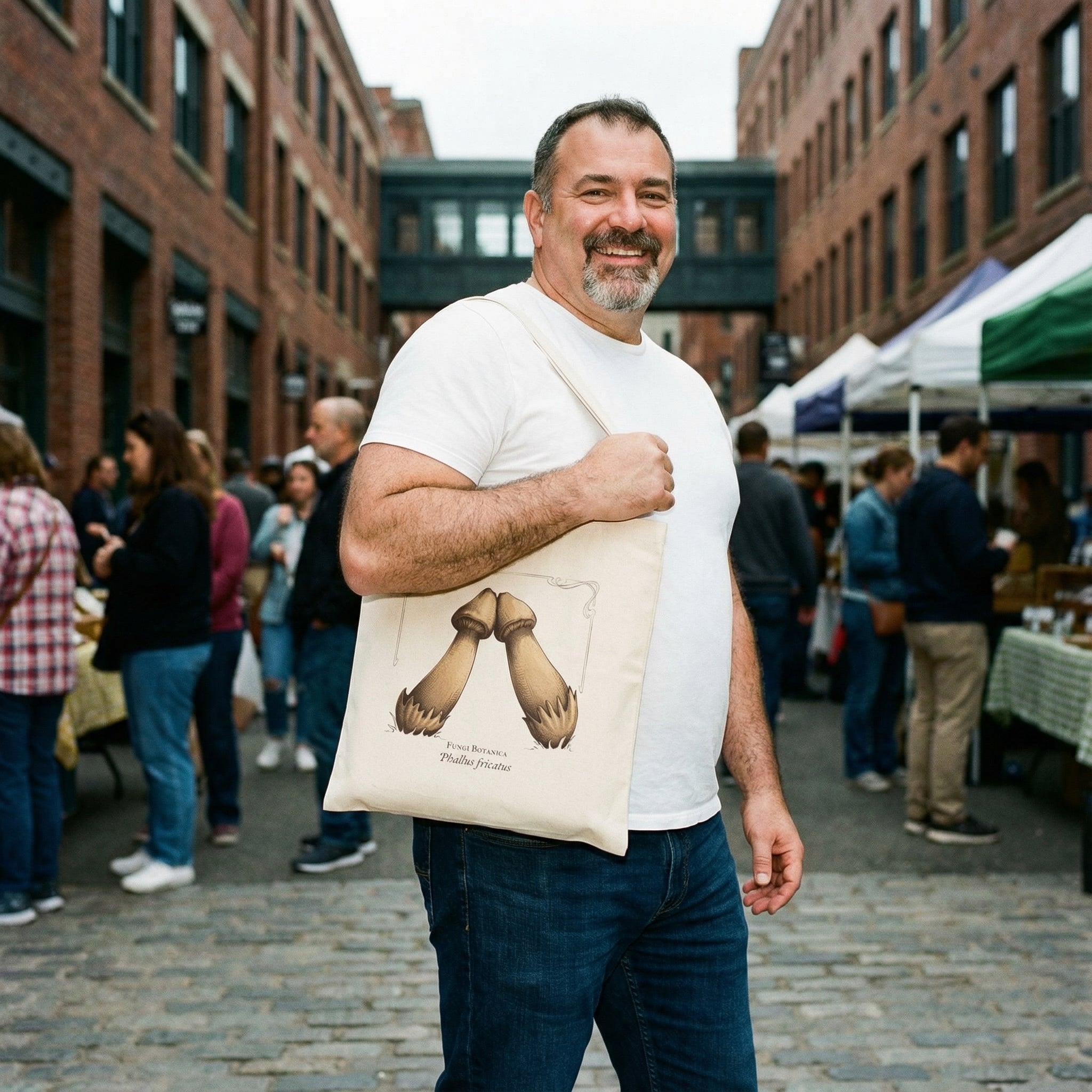 Rubbing Mushrooms Canvas Tote Bag #color_Natural
