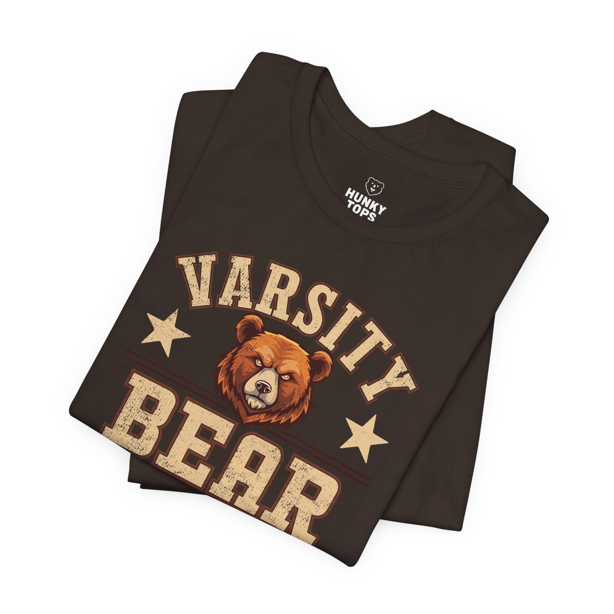 Varsity Bear T-Shirt - Hunky Tops #color_Brown