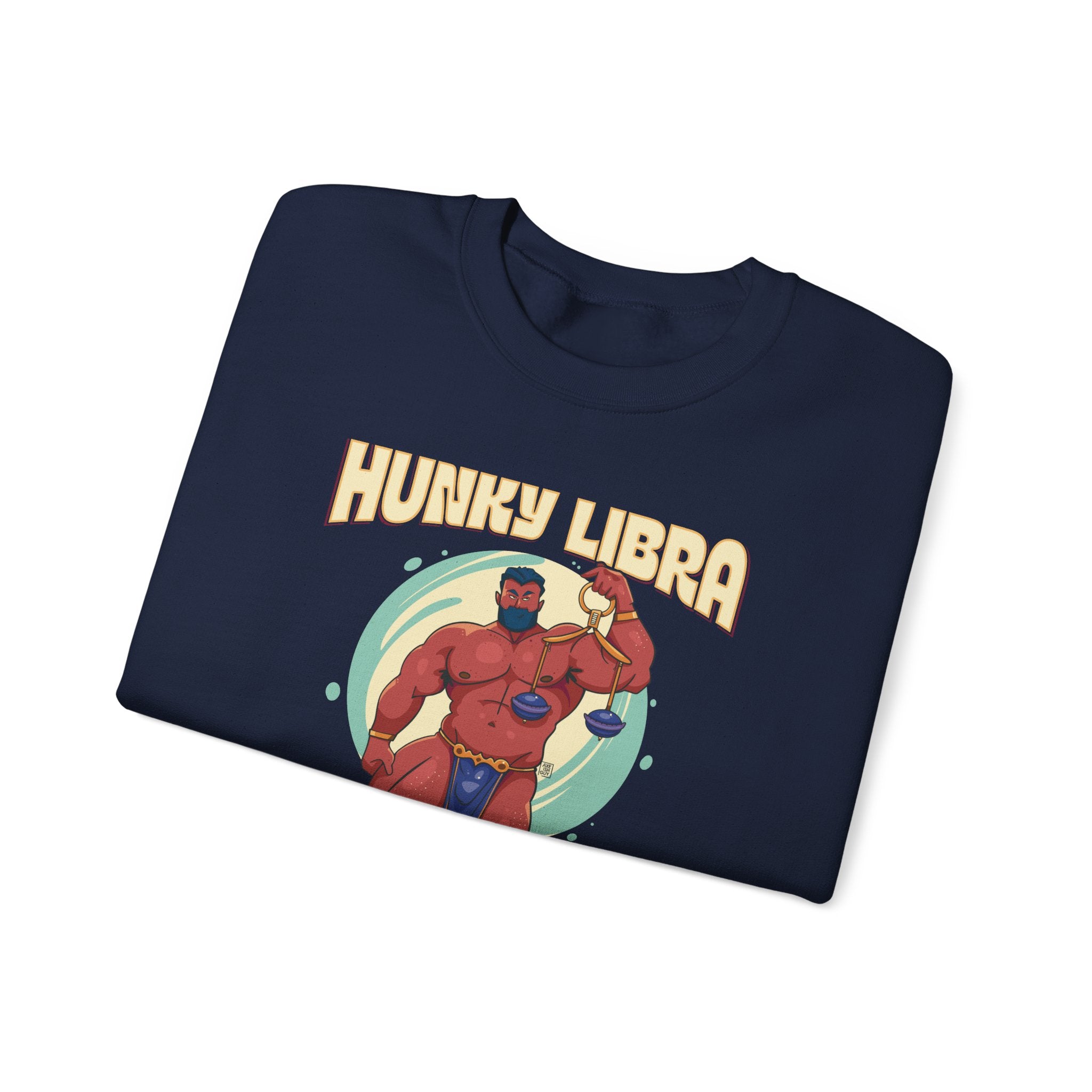 Hunky Libra Zodiac Sweatshirt by Axeish Guy - Hunky Tops #color_Navy