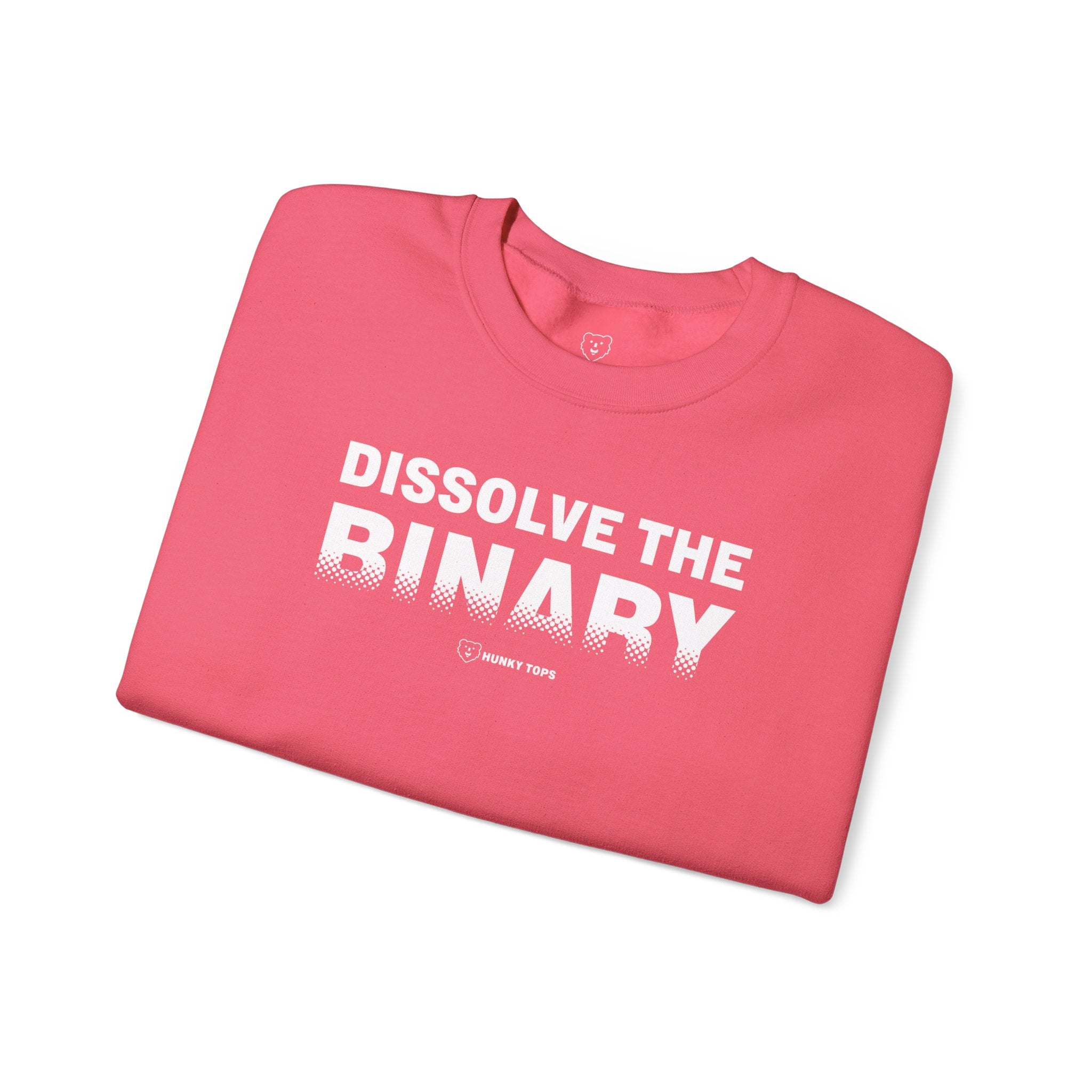 Dissolve the Binary Sweatshirt - Hunky Tops #color_Safety Pink