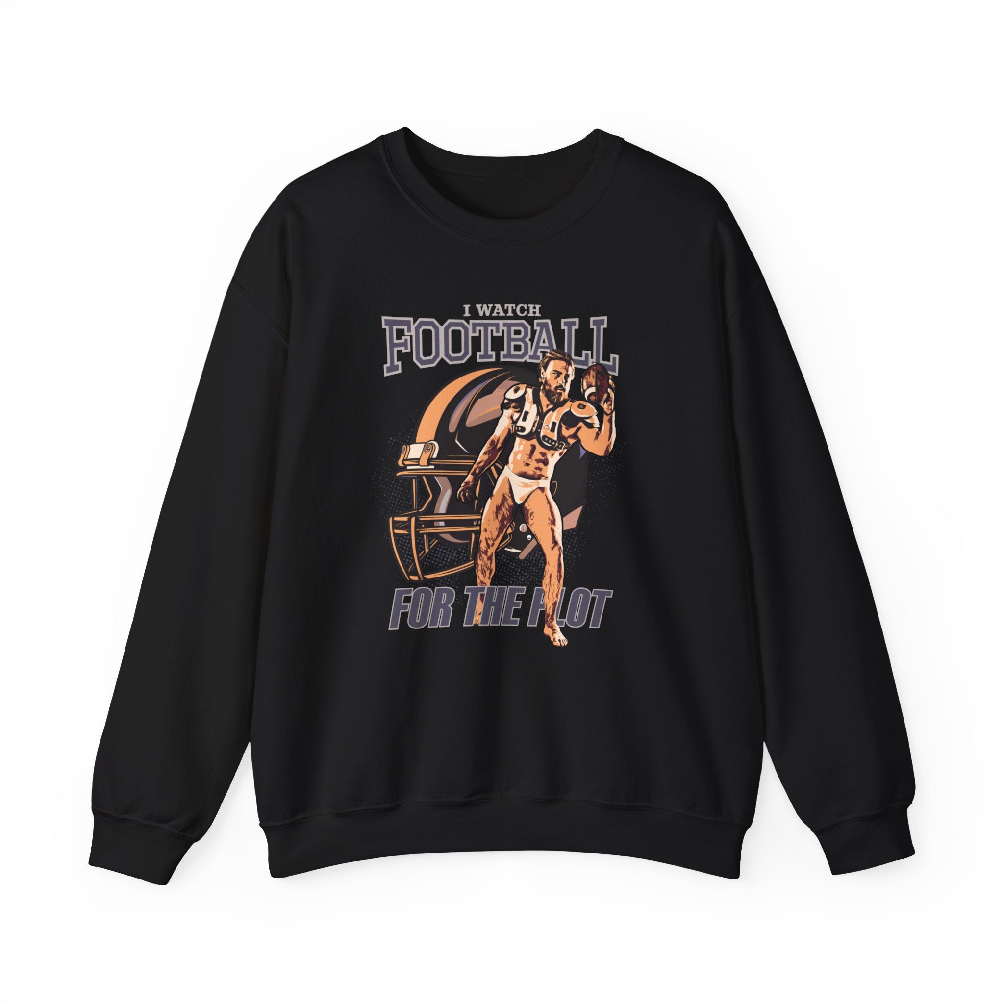 "I Watch Football for the Plot" Sweatshirt - Hunky Tops #color_Black