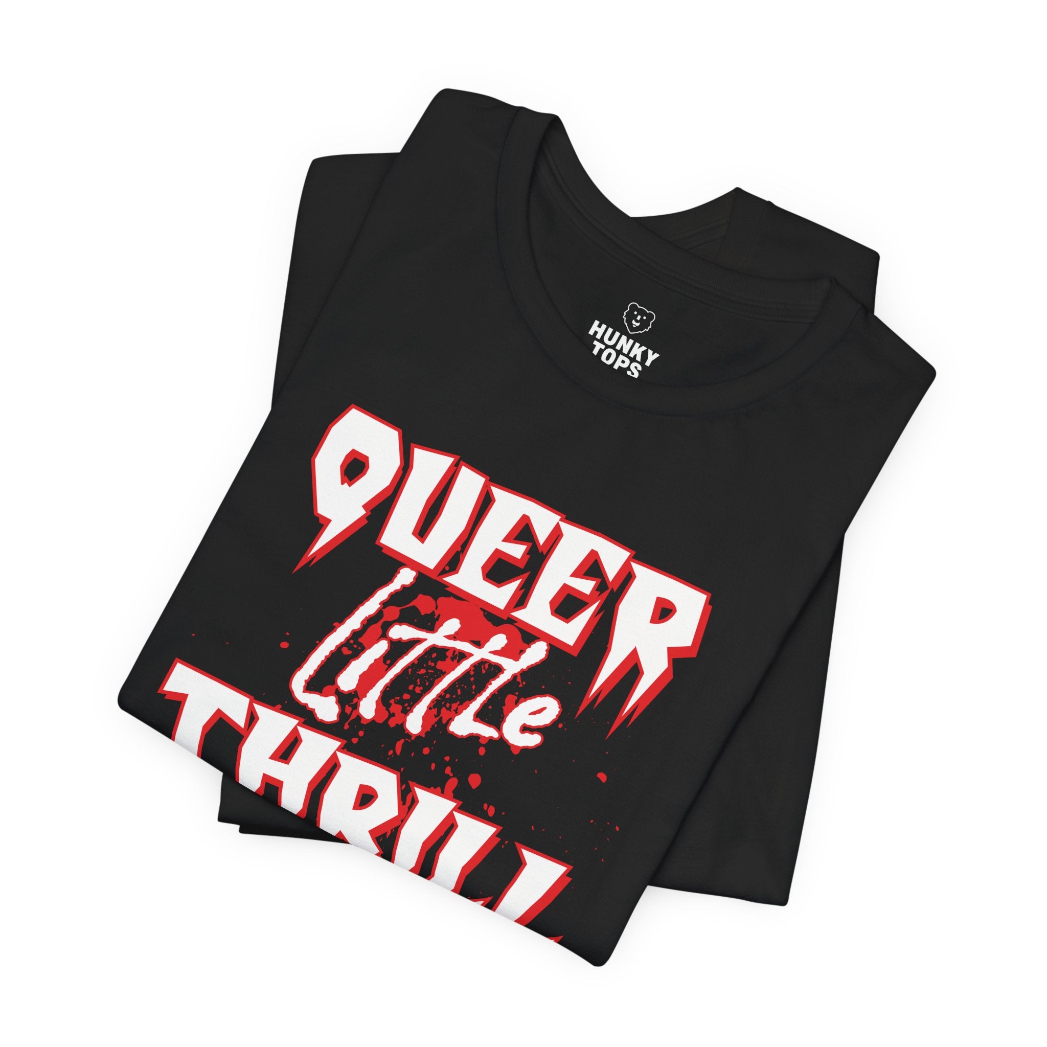 Queer Little Thrill Gay Halloween T-Shirt - Hunky Tops #color_Black