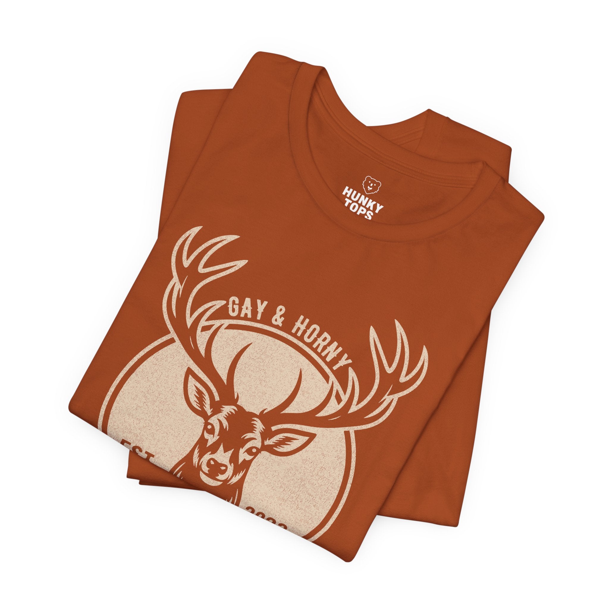 Gay And Horny T-Shirt - Hunky Tops #color_Autumn