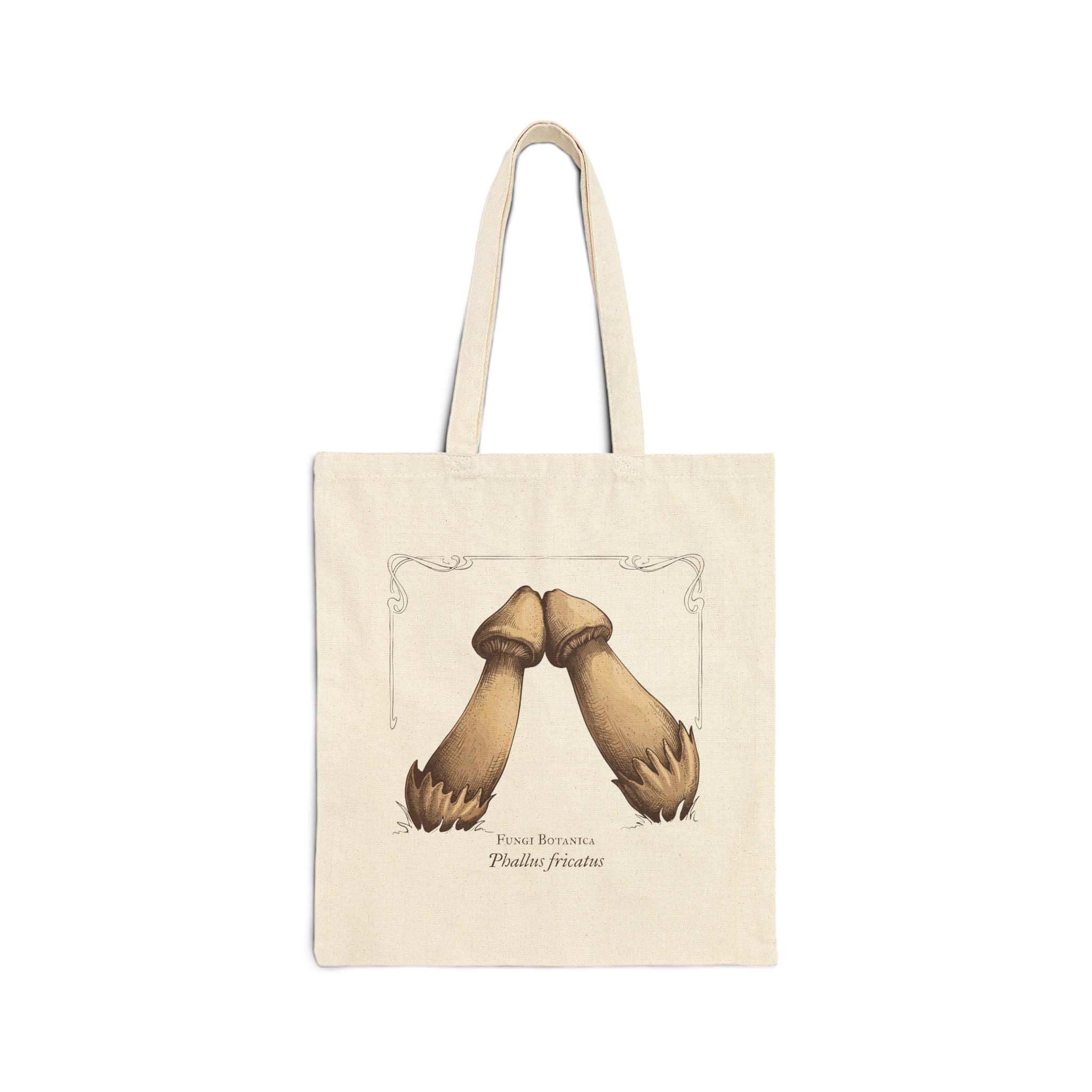 Rubbing Mushrooms Canvas Tote Bag - Printify #color_Natural