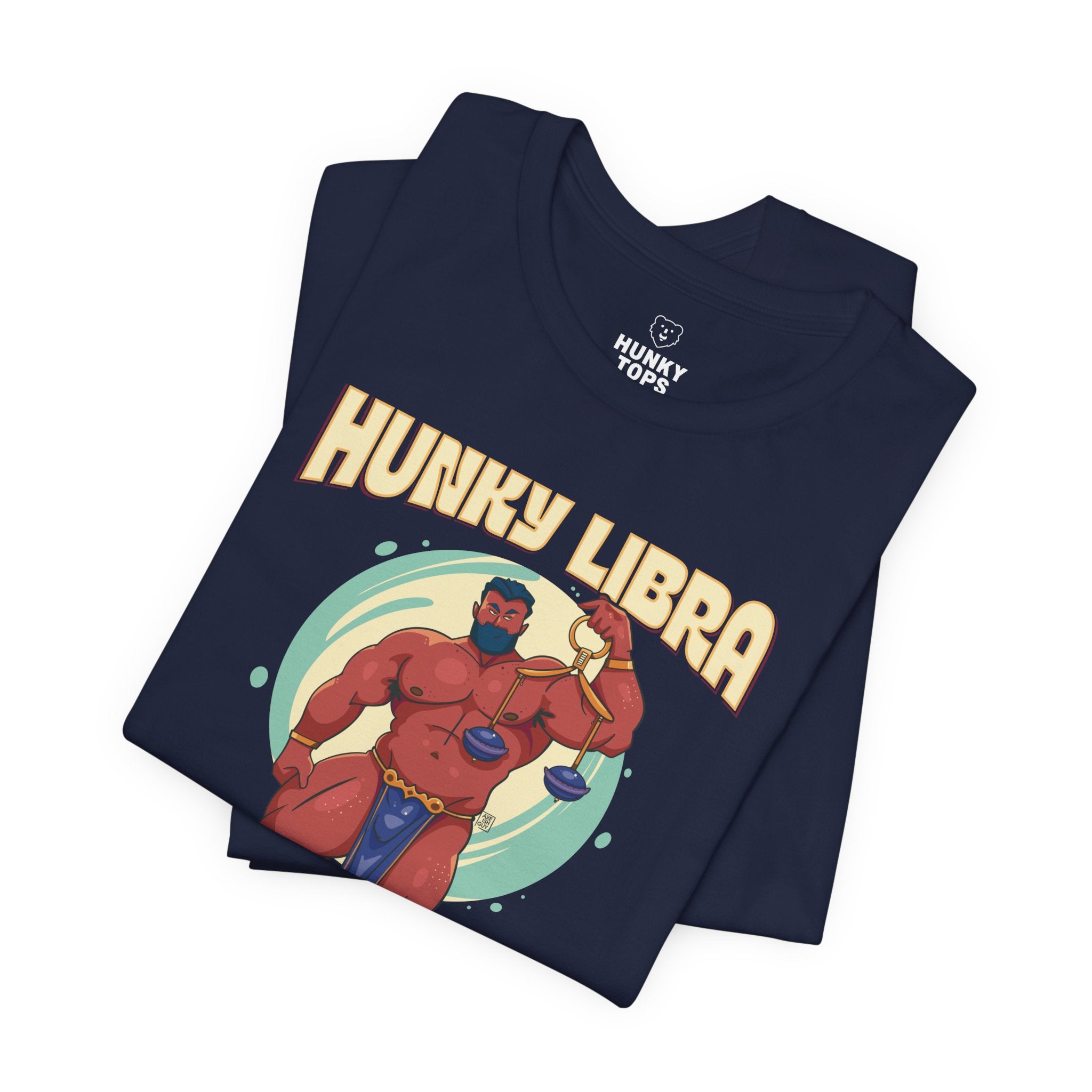 Hunky Libra Zodiac T-Shirt by Axeish Guy - Hunky Tops #color_Navy