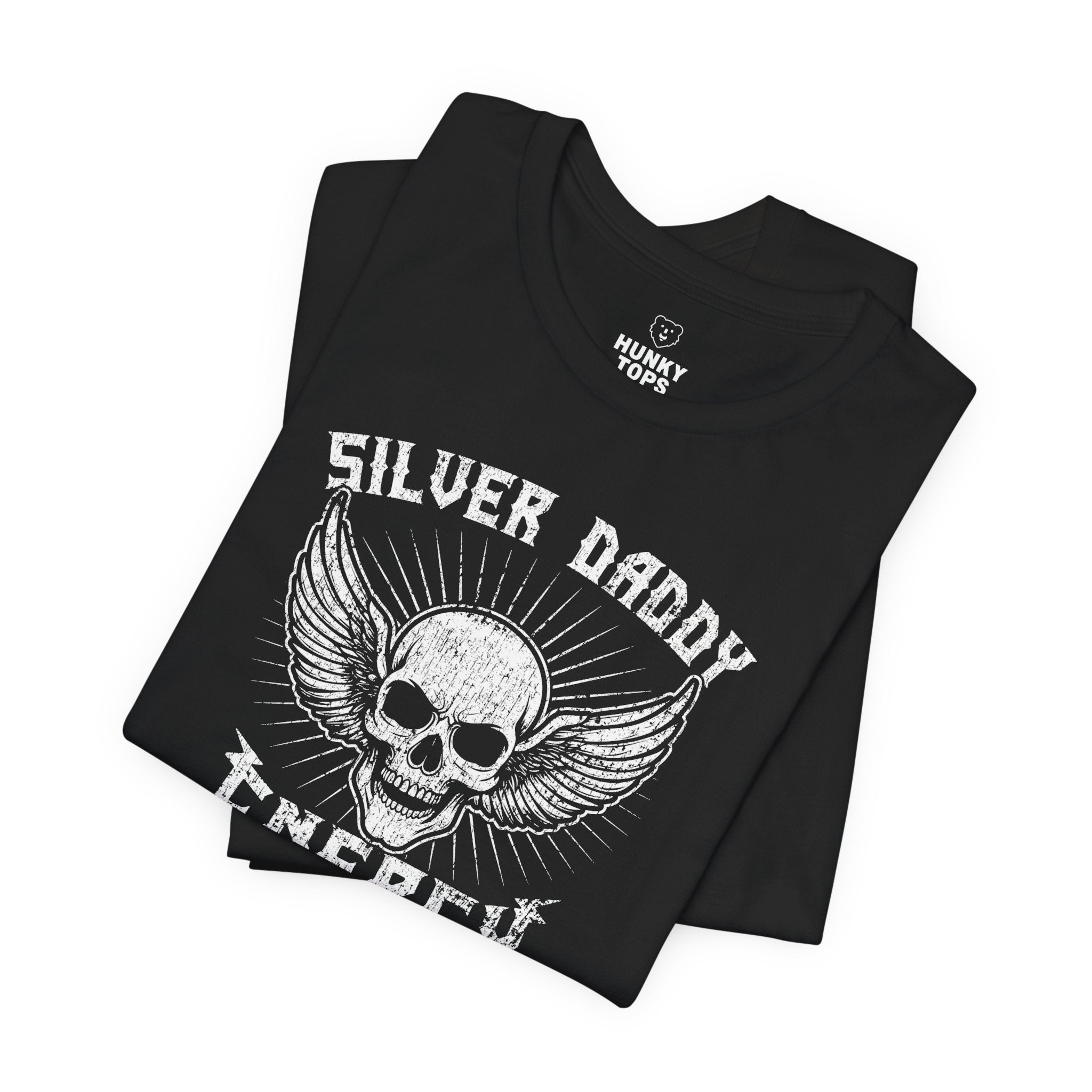 SILVER DADDY ENTERGY T-SHIRT - Hunky Tops #color_Black