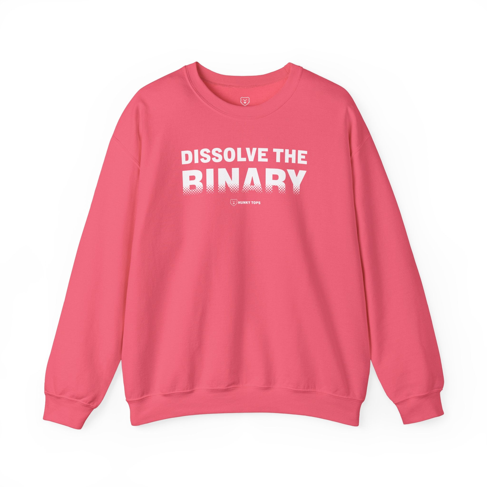 Dissolve the Binary Sweatshirt - Hunky Tops #color_Safety Pink