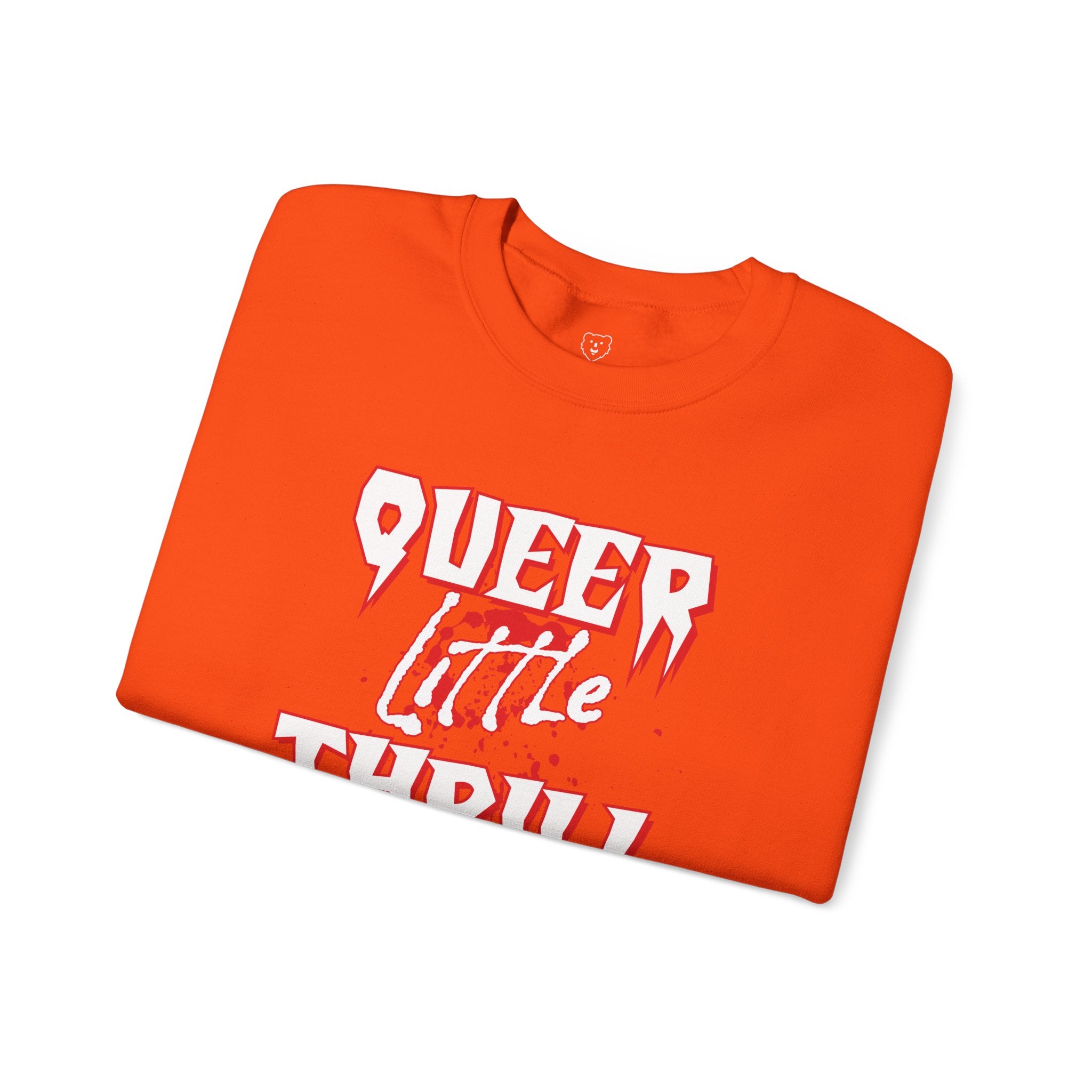 Queer Little Thrill Gay Halloween Sweatshirt - Hunky Tops #color_Orange