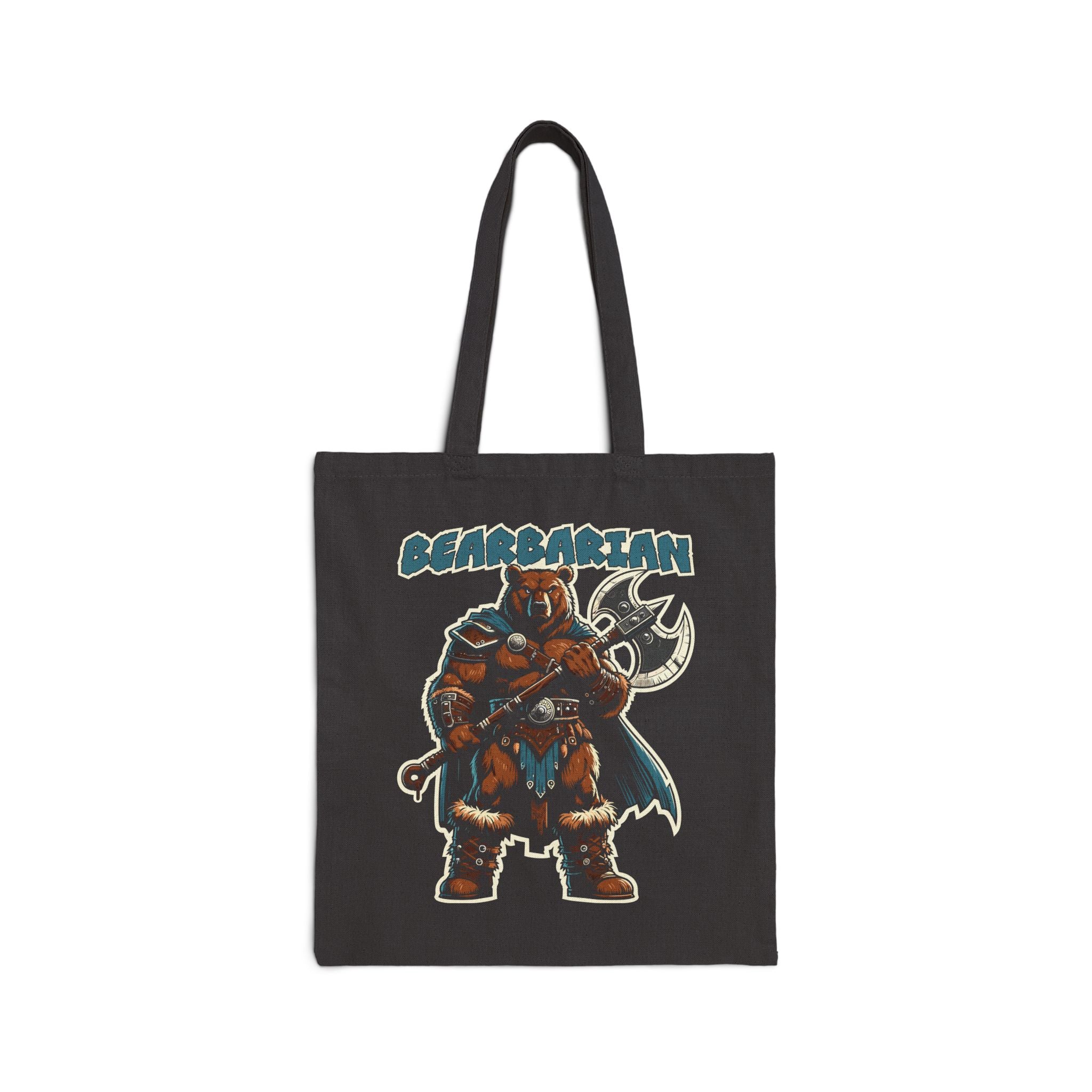 Bearbarian Warrior Canvas Tote Bag - Hunky Tops #color_Black