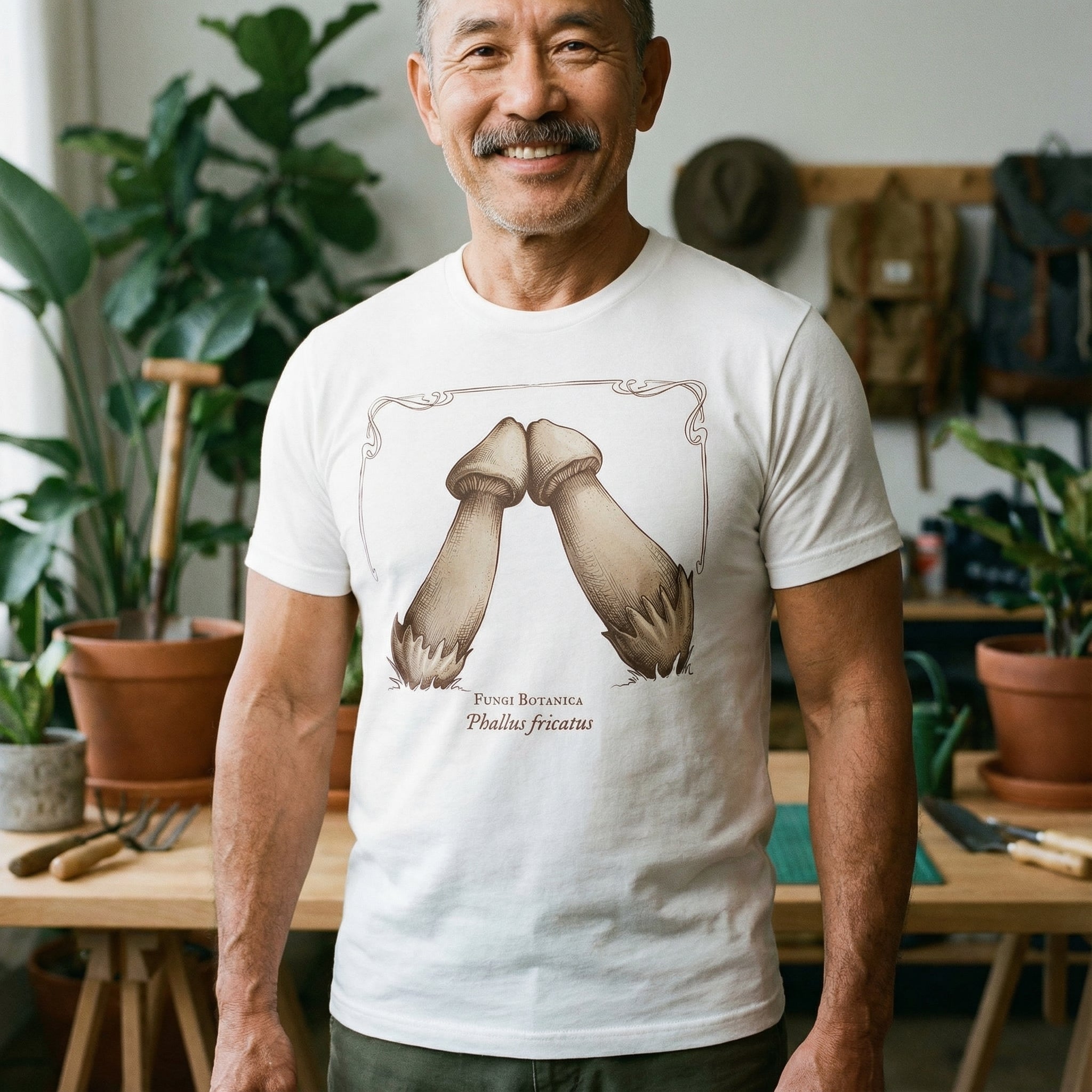 Rubbing Mushrooms T-Shirt #color_White