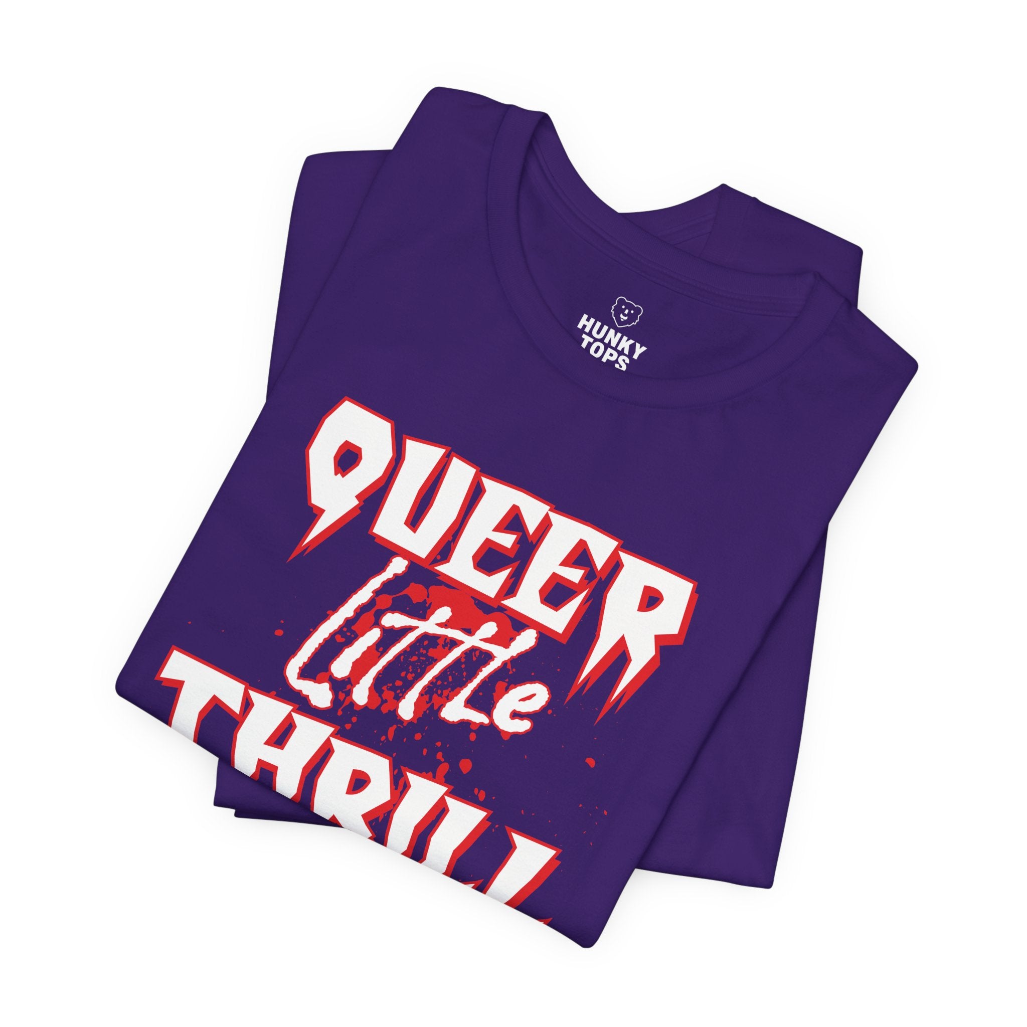 Queer Little Thrill Gay Halloween T-Shirt - Hunky Tops #color_Team Purple