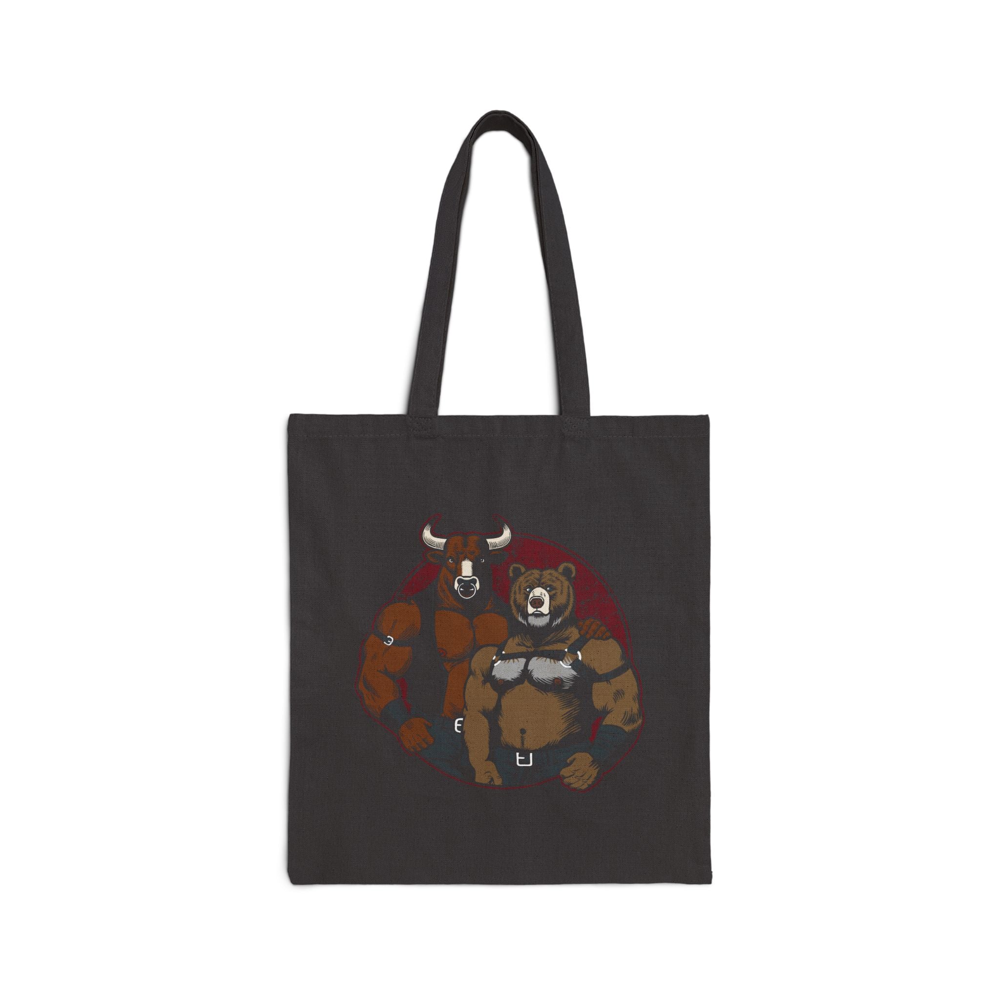 Bull + Bear Canvas Tote Bag - Printify #color_Black