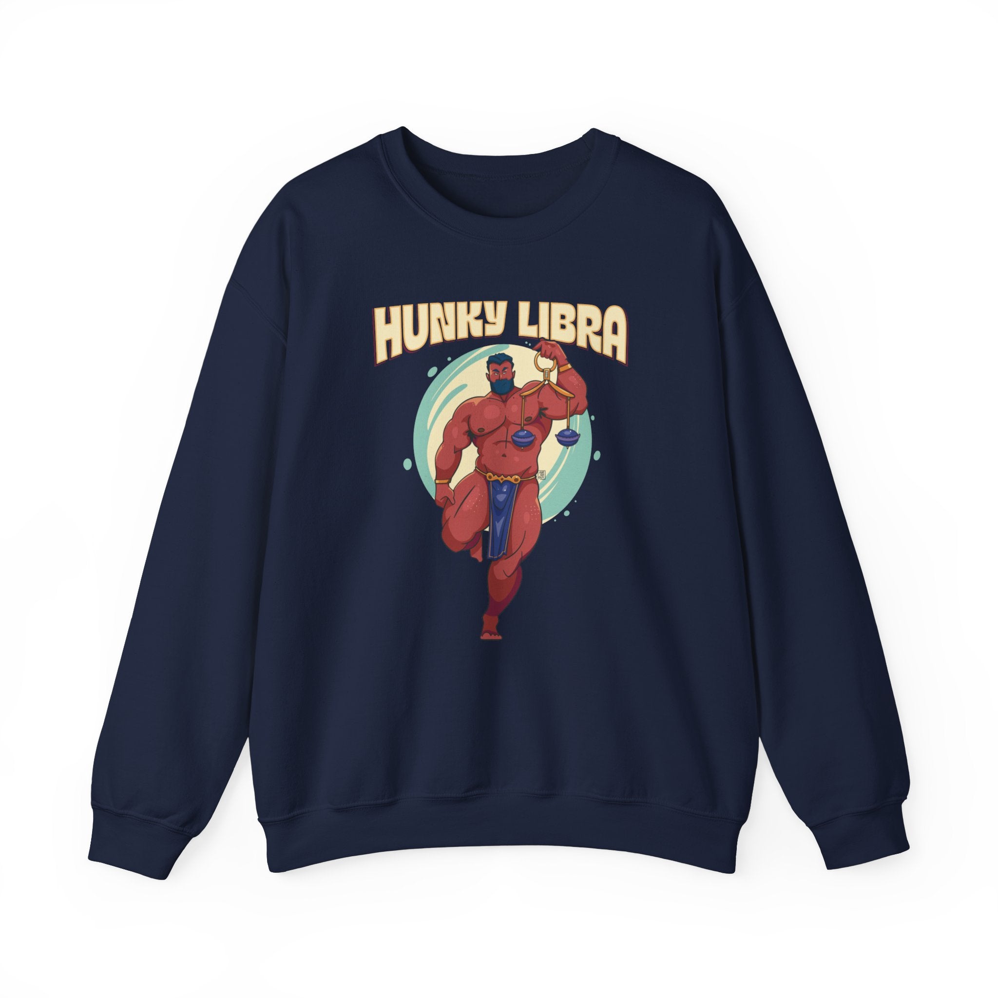 Hunky Libra Zodiac Sweatshirt by Axeish Guy - Hunky Tops #color_Navy