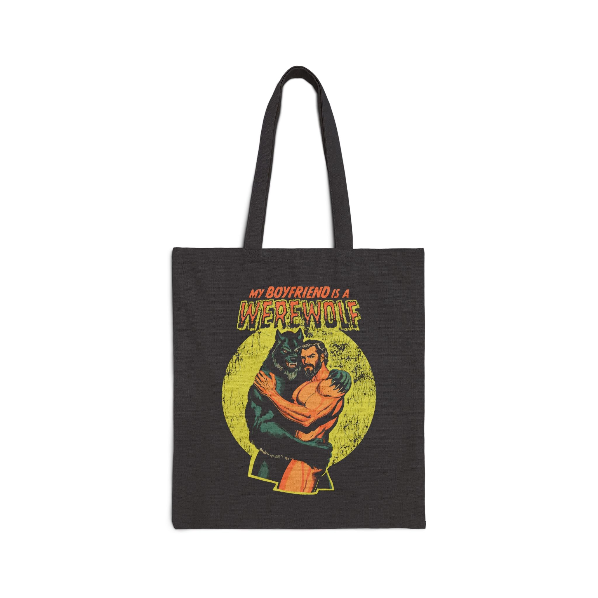 My Boyfriend is a Werewolf Canvas Tote Bag - Hunky Tops #color_Black