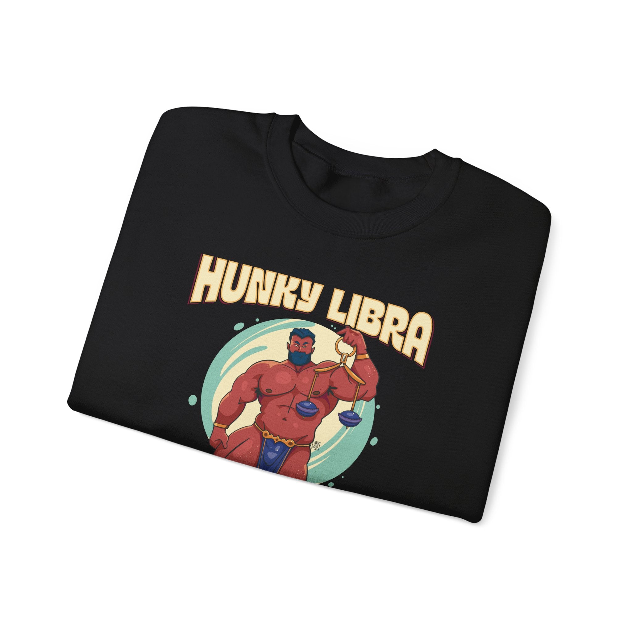 Hunky Libra Zodiac Sweatshirt by Axeish Guy - Hunky Tops #color_Black