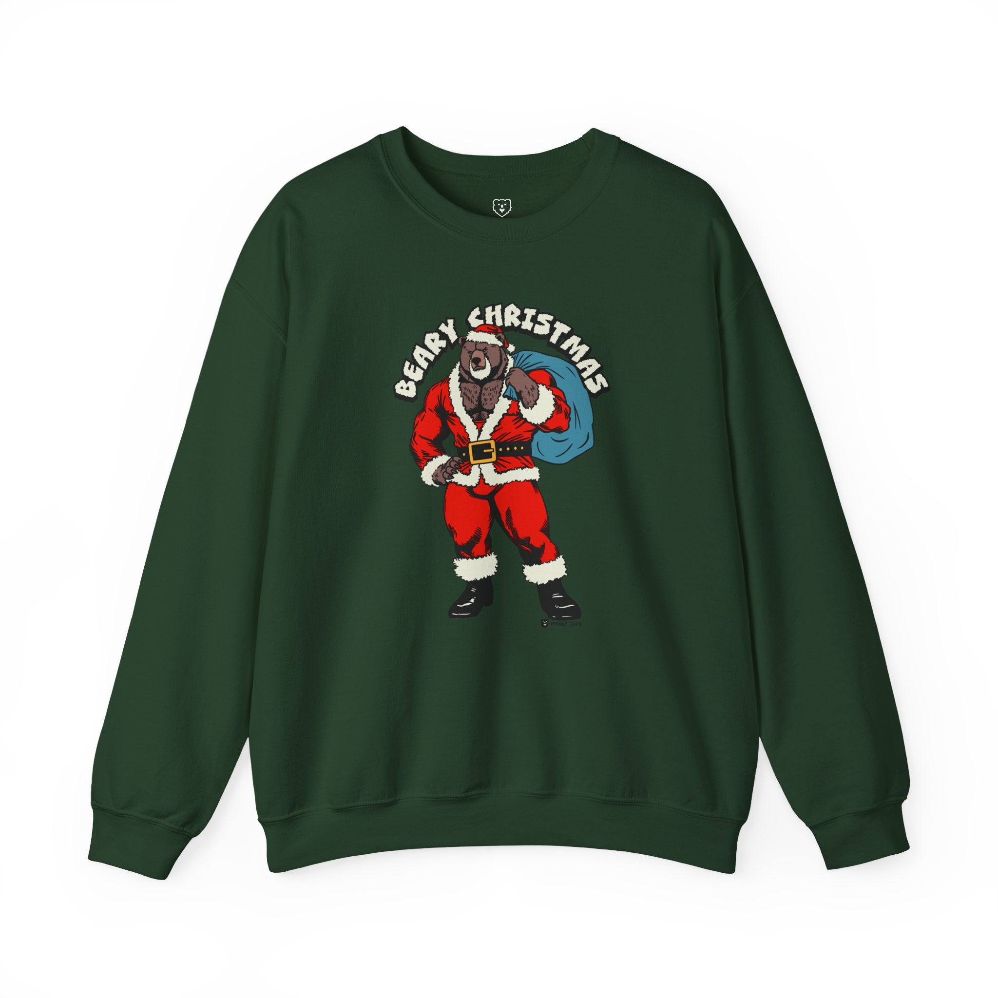 Beary Christmas Sweatshirt - Hunky Tops #color_Forest Green