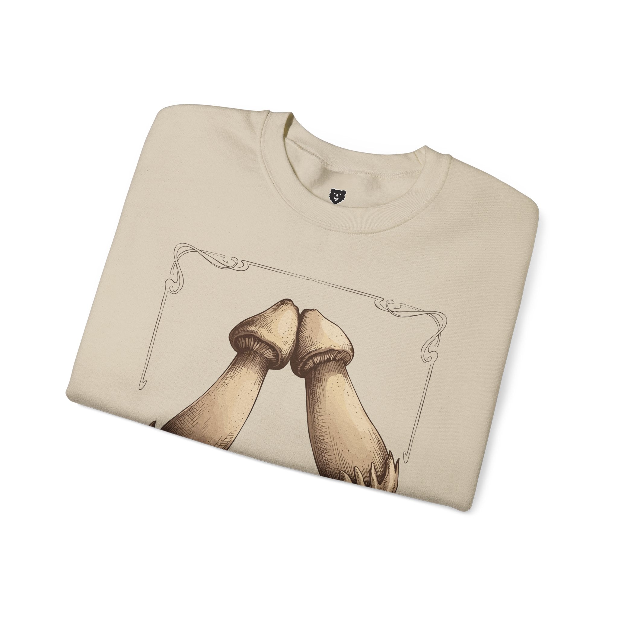 Rubbing Mushrooms Sweatshirt - Hunky Tops #color_Sand
