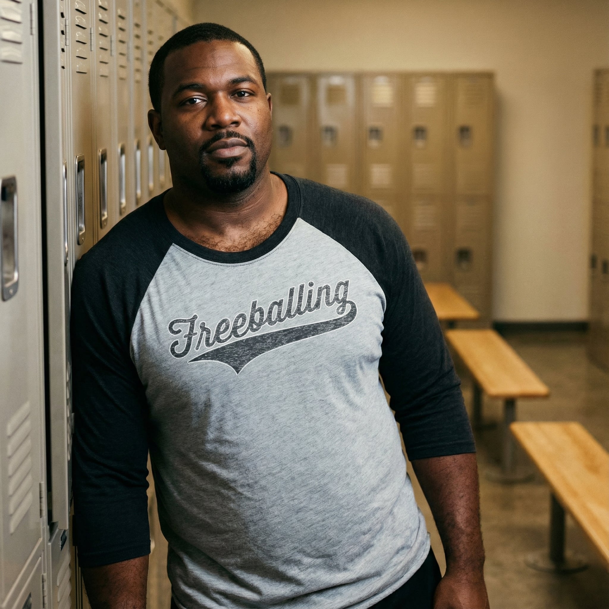 "Freeballing" Baseball T-Shirt #color_Vintage Black / Premium Heather