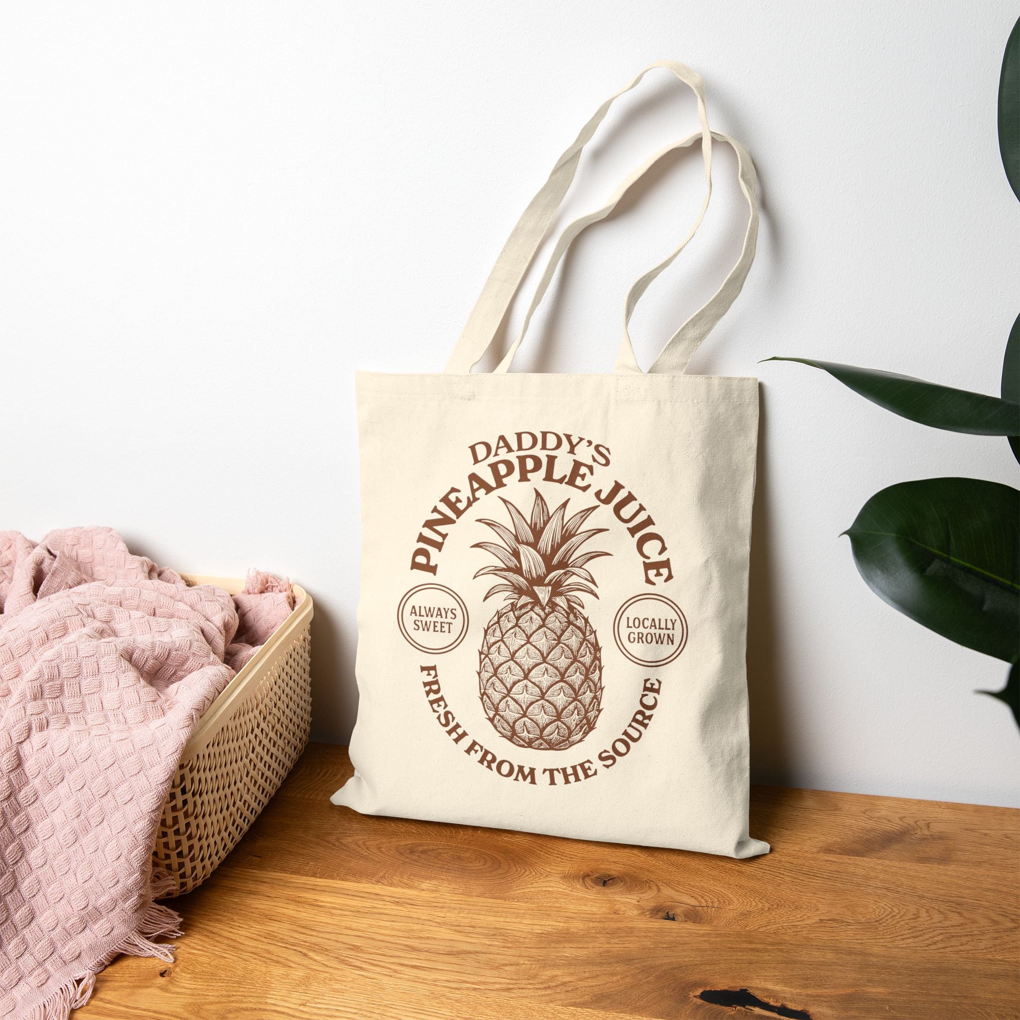 Daddy's Pineapple Juice Tote Bag - Printify #color_Natural