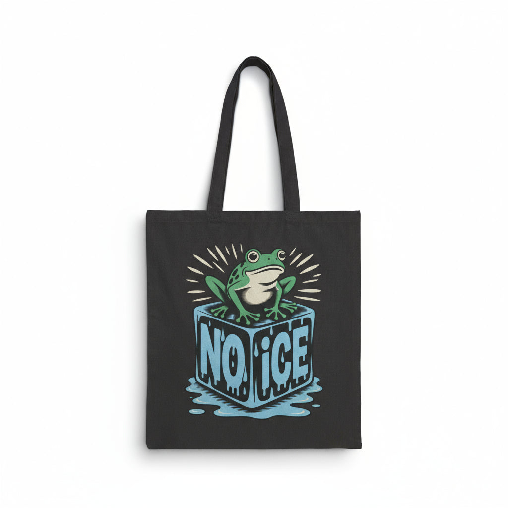 No ICE Frog Canvas Tote Bag - Hunky Tops #color_Black