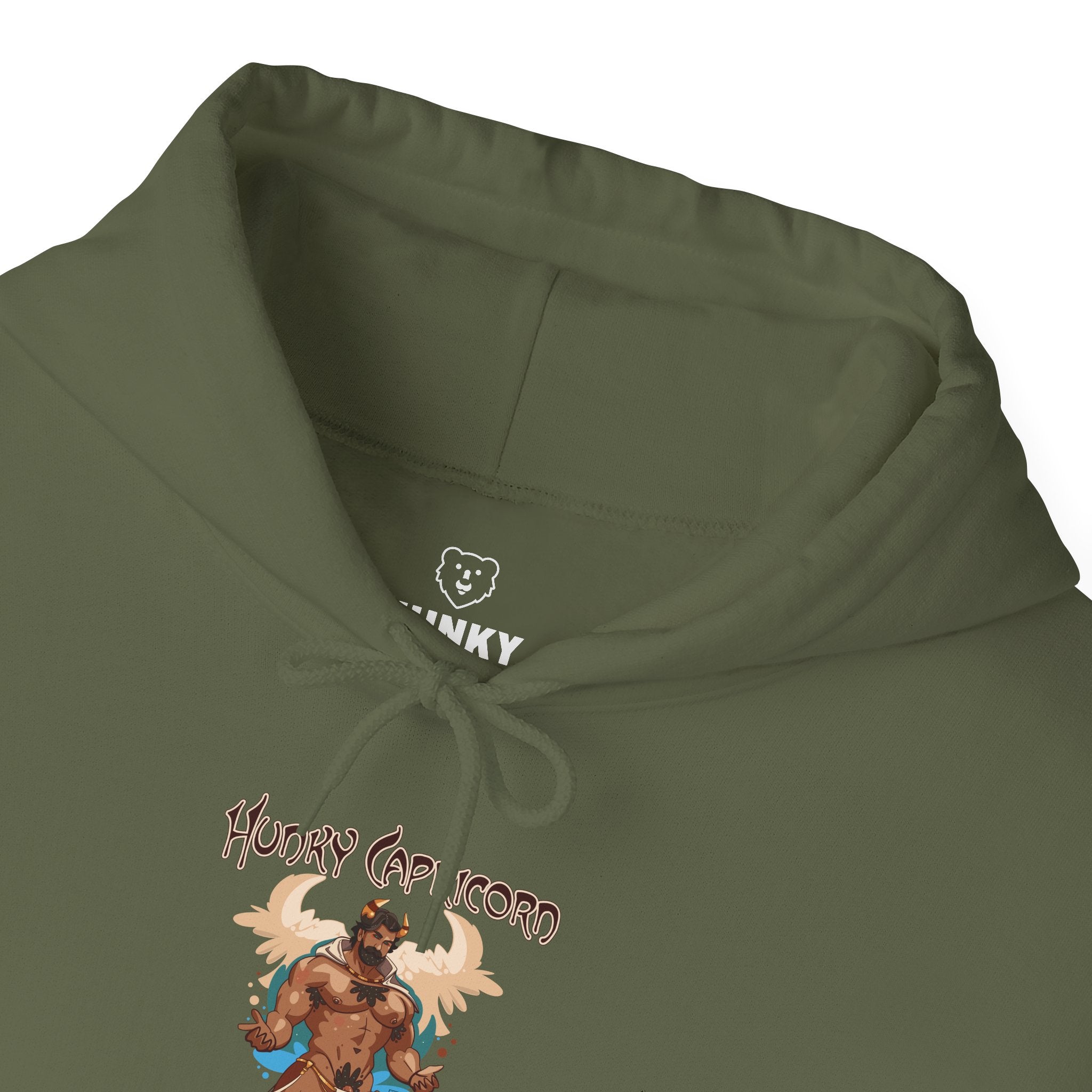 Hunky Capricorn Zodiac Hoodie by Axeish Guy - Hunky Tops #color_Military Green