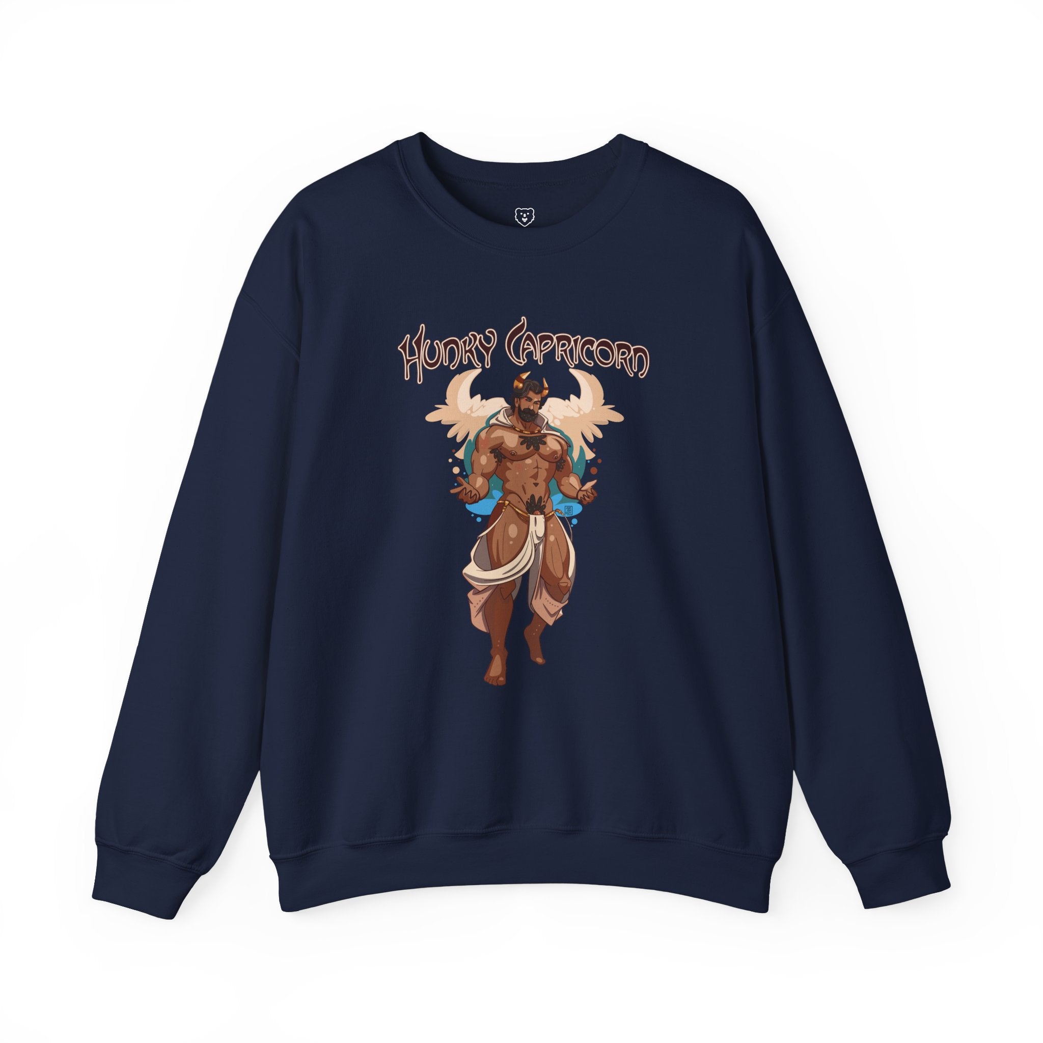 Hunky Capricorn Zodiac Sweatshirt by Axeish Guy - Hunky Tops #color_Navy