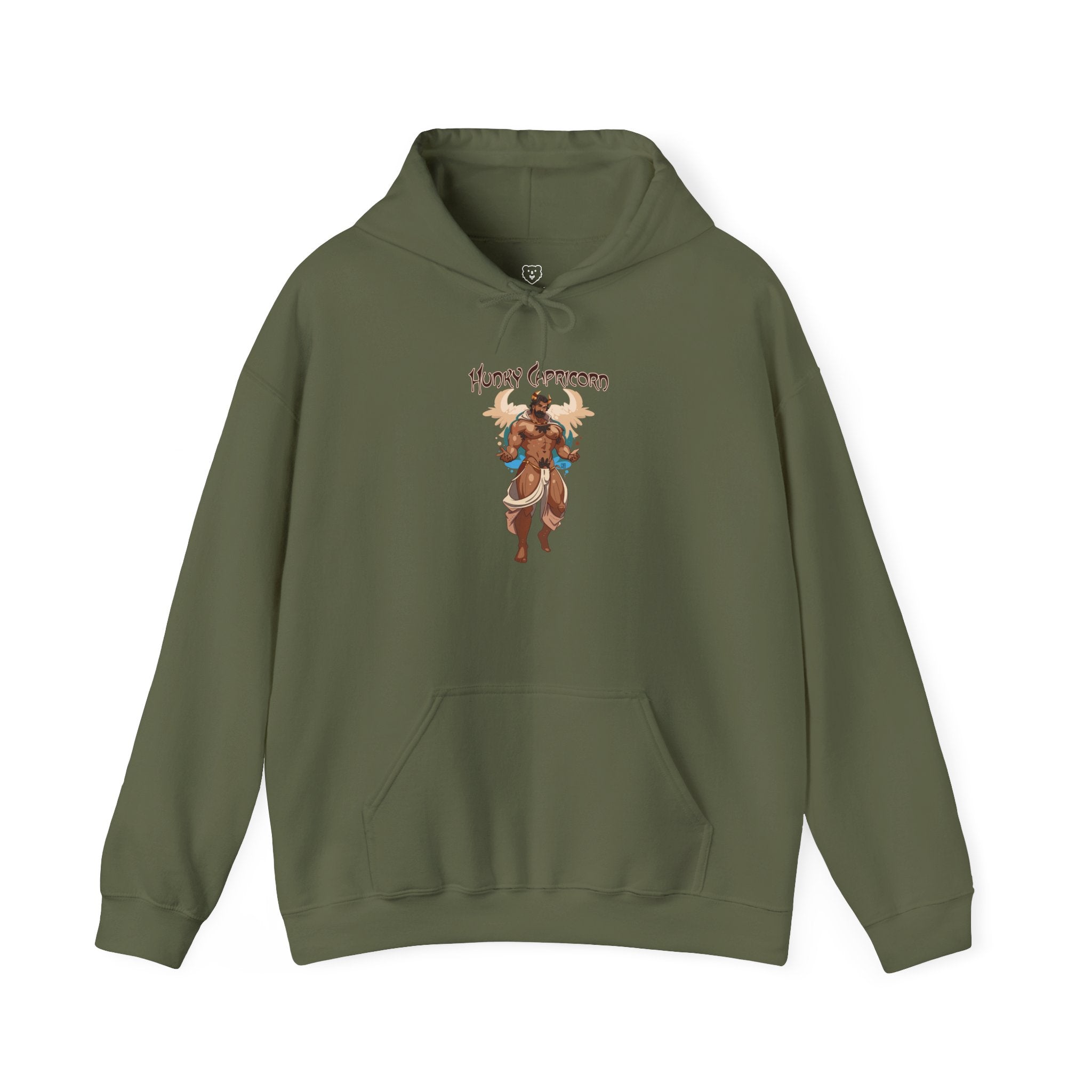 Hunky Capricorn Zodiac Hoodie by Axeish Guy - Hunky Tops #color_Military Green