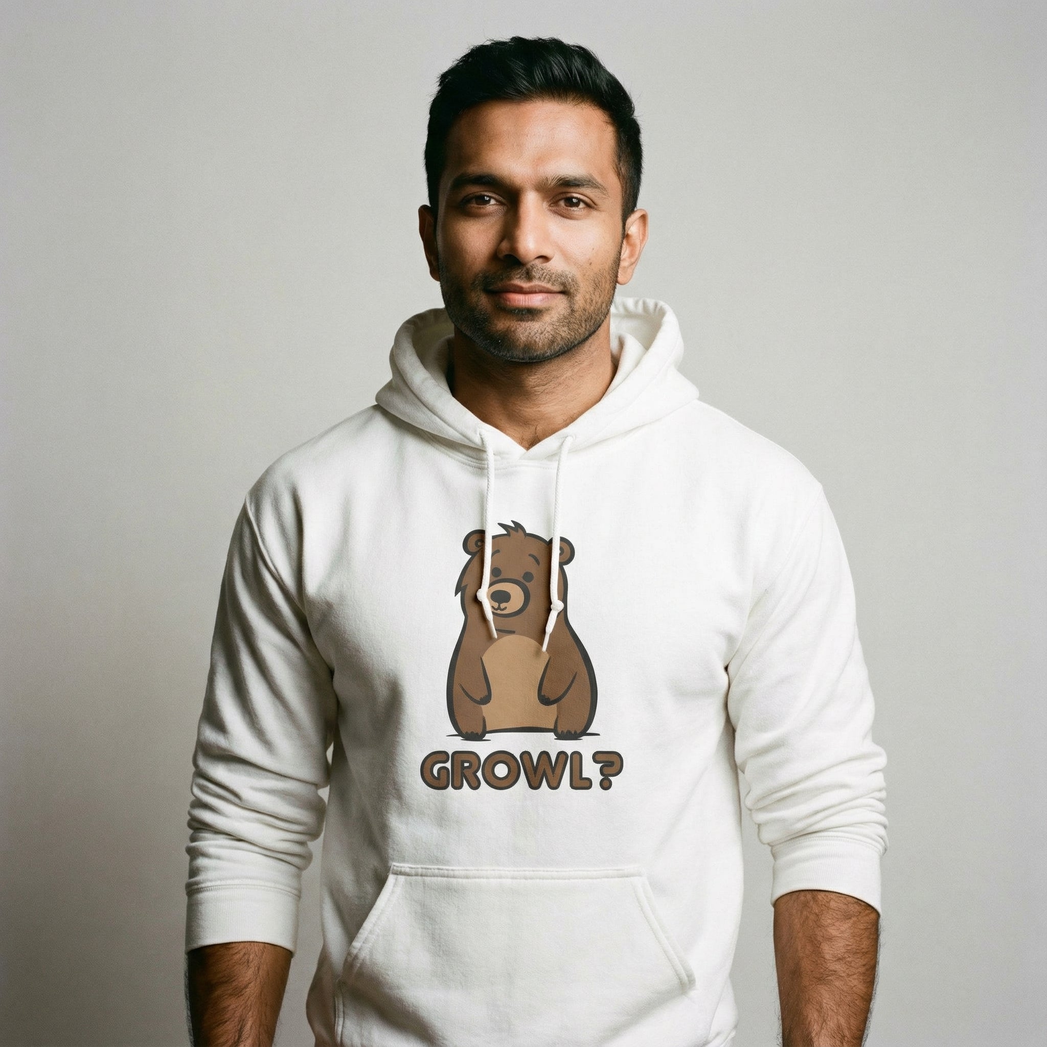 Growl Bear Hoodie #color_White