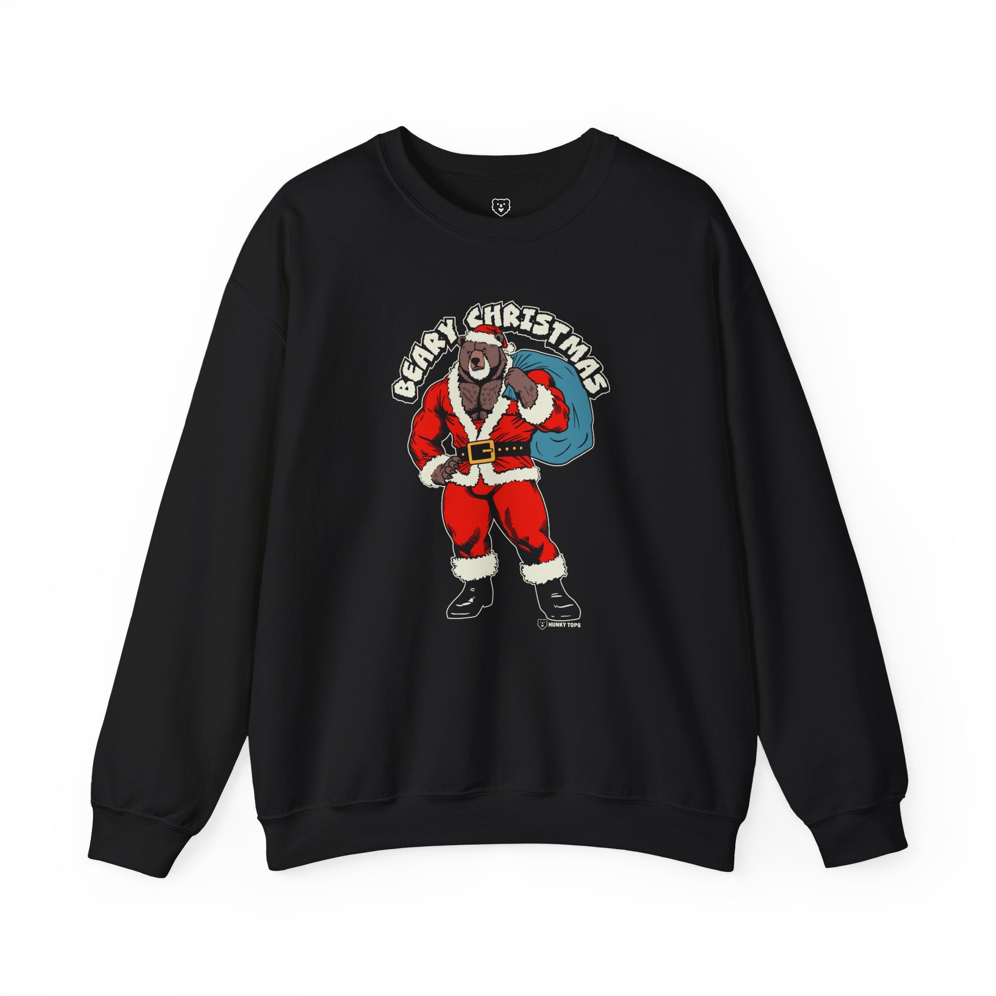 Beary Christmas Sweatshirt - Hunky Tops #color_Black