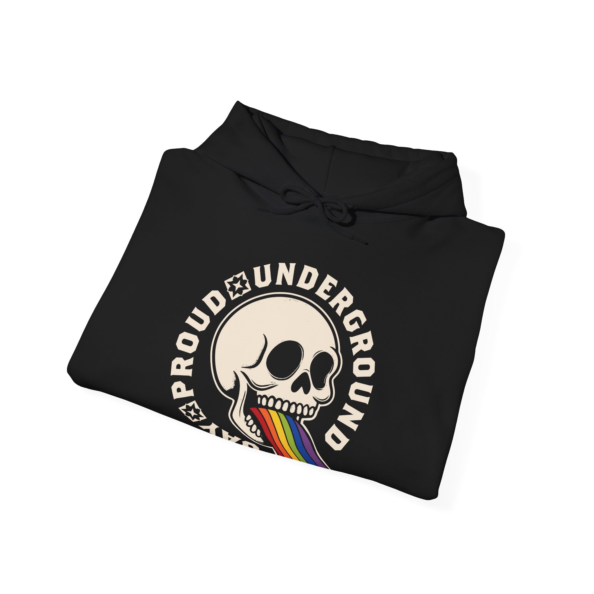 Proud Underground Gay Skull Hoodie - Hunky Tops #color_Black