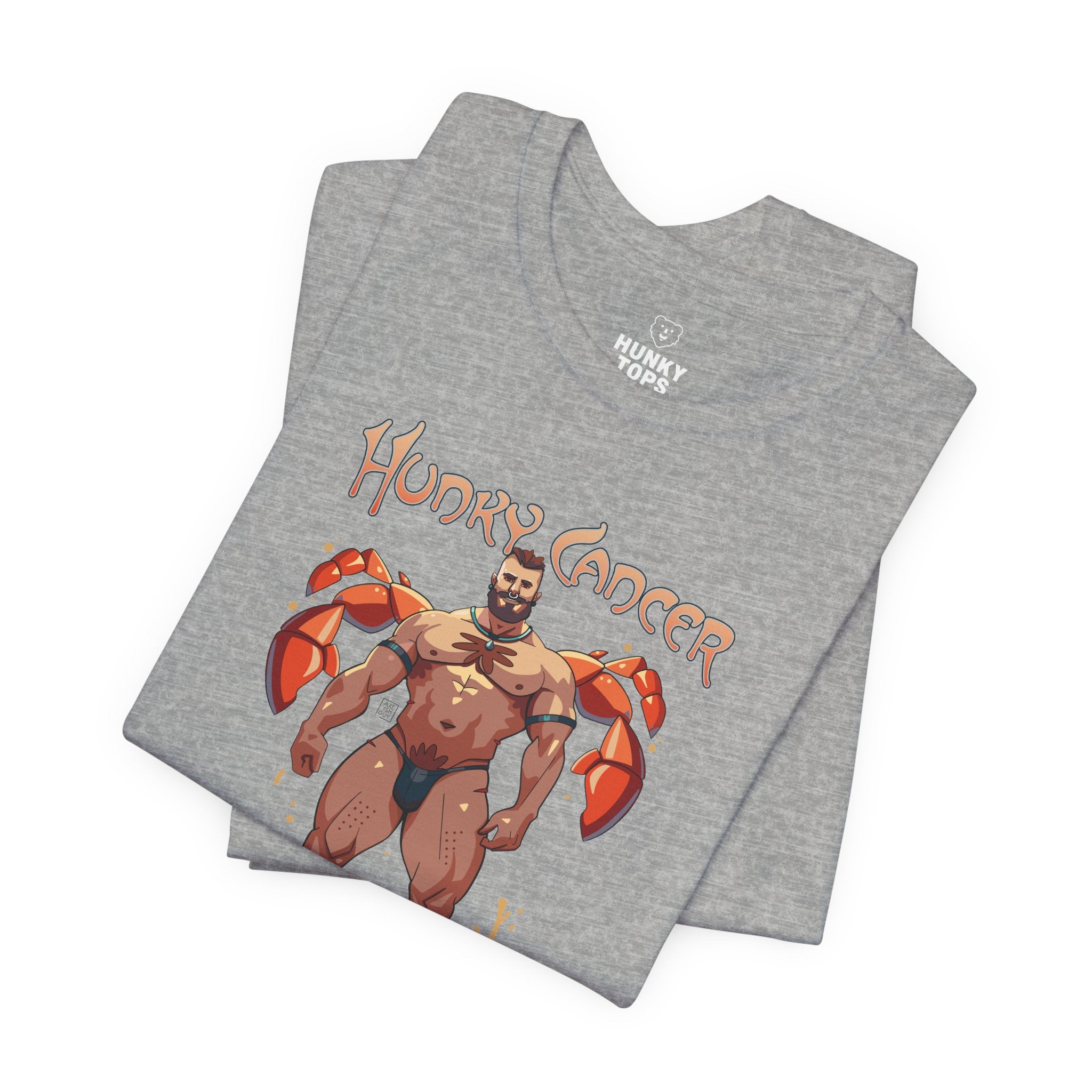 Hunky Cancer Zodiac T-Shirt by Axeish Guy - Hunky Tops #color_Athletic Heather